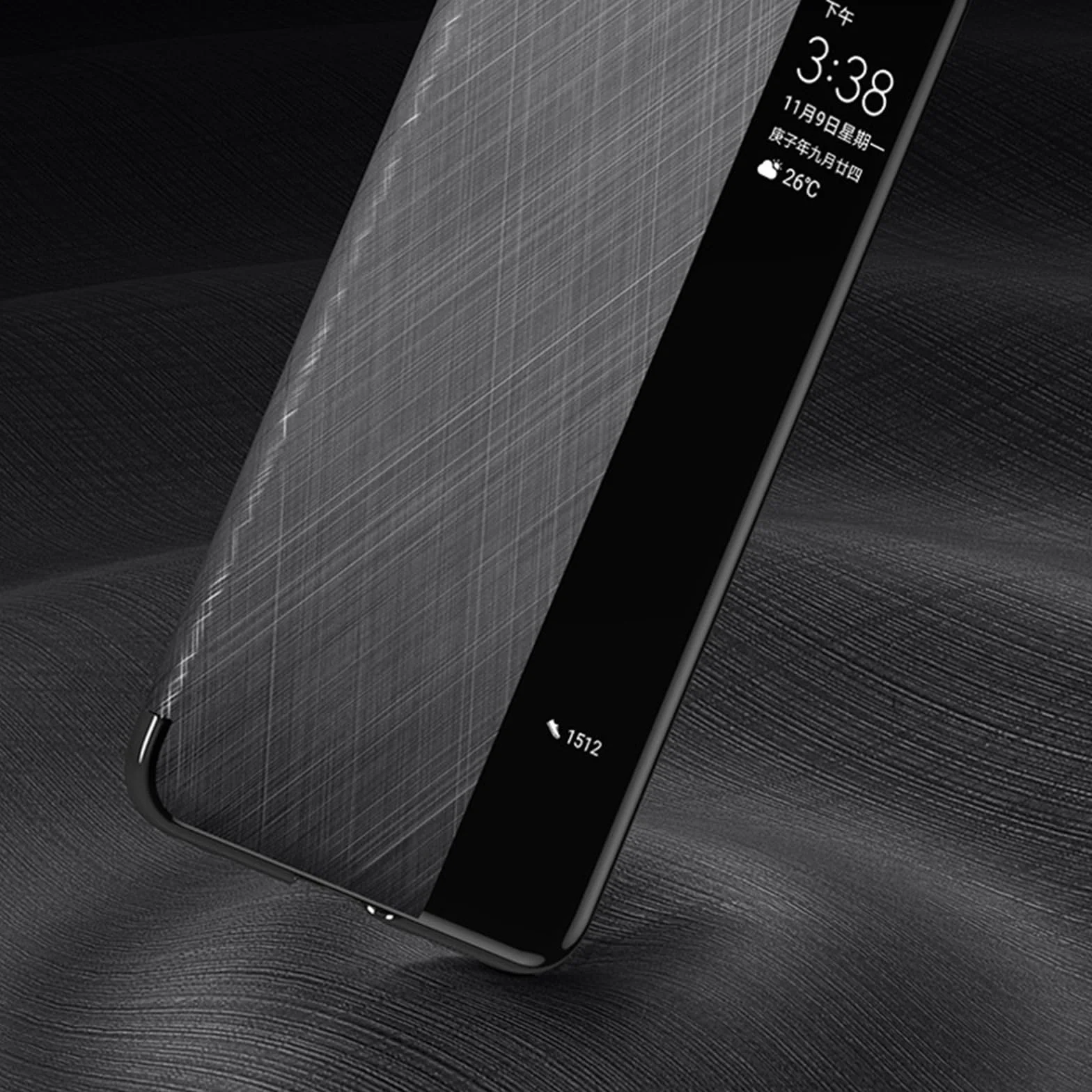 Etui do Huawei Mate 70 Pro +/70 Pro / 70, skórzane etui na telefon komórkowy, z klapką, z okienkiem i odciskami palców, minimalistyczna osłona, szare, 70 Pro