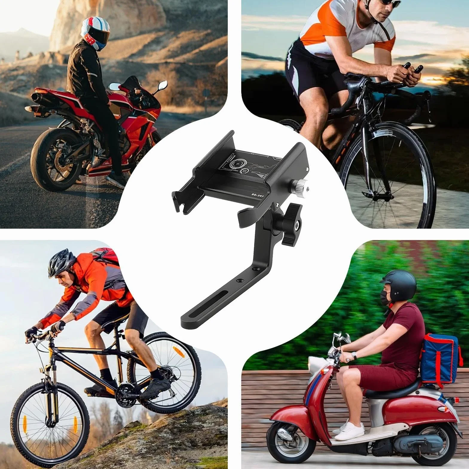 Phone Holder For Bike Obrotowy Zacisk 360 Stopni Regulowany Uchwyt z Bezpiecznym Zablokowaniem 5,8-10 cm Szerokości Smartfon