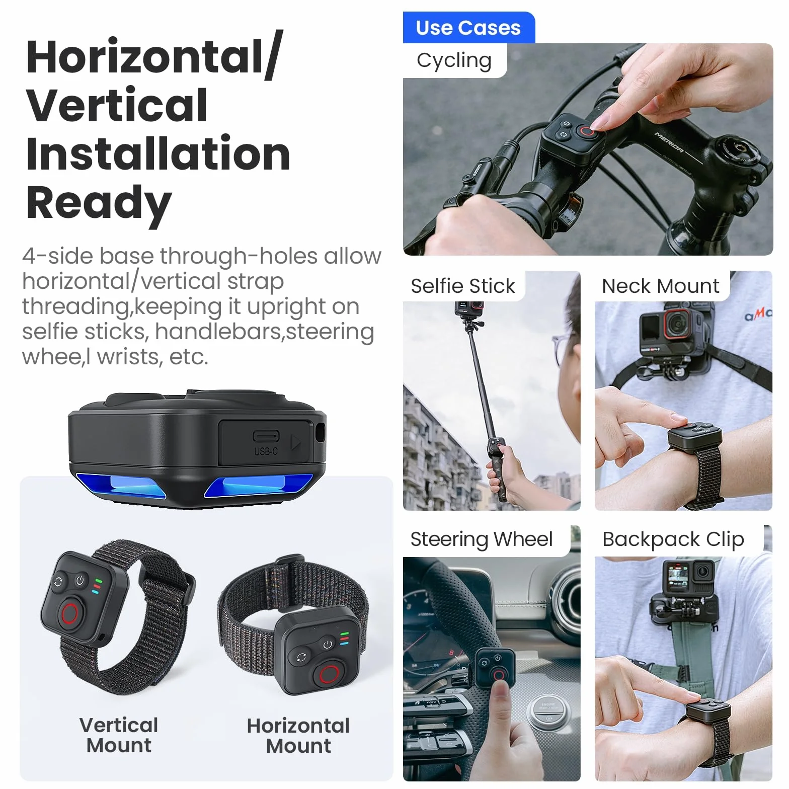 Pilot do Insta360 X5/X4/X3/ACE Pro/GO 3S, kamera sportowa pilot Bluetooth, zasięg 50 m, wodoodporny