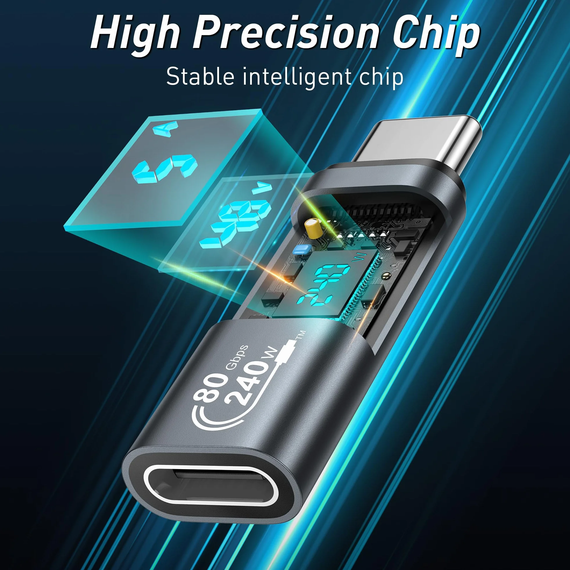 Adapter USB C 240 W [2 sztuki] 80 Gb/s z wyświetlaczem LED, typ C Output Power MAX 48V/5A do iPhone 15/15 Pro / 15 Pro MAX, Samsung Galaxy S23/S22 i wielu innych urządzeń USB-C