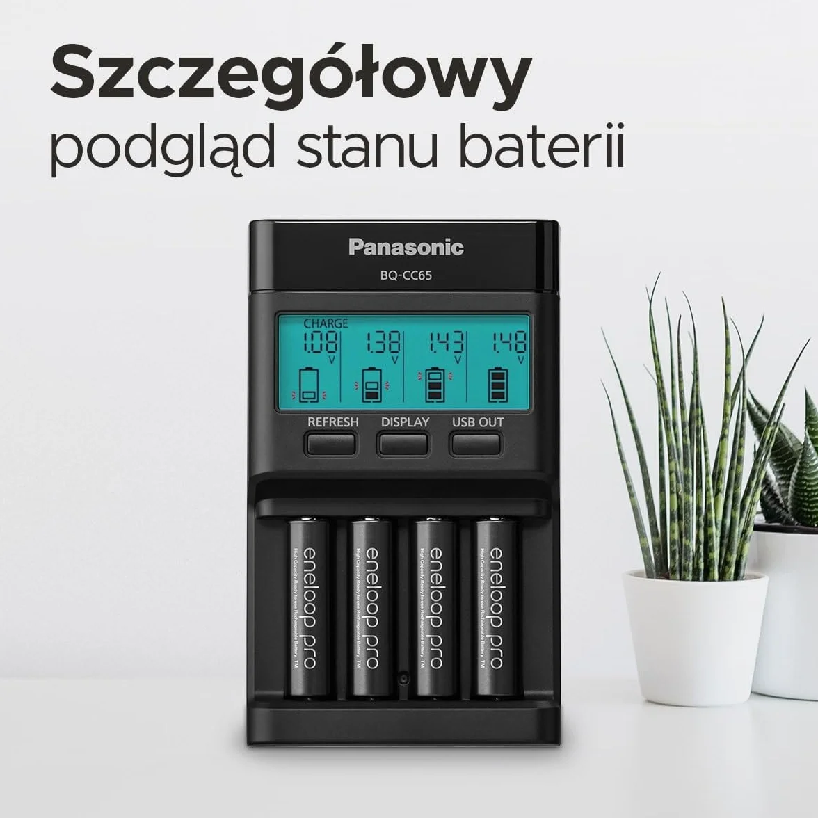 Panasonic Eneloop Pro PEPCHLCD Ładowarka Akumulatorów, Czarny, 4 x 7.5 x 13 cm