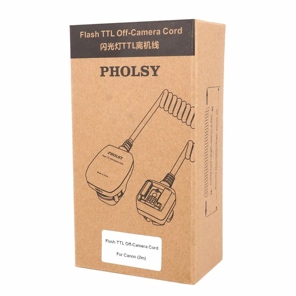 PHOLSY E-TTL II przedłużacz kabla do synchronizacji kamery Flash Kabel do Canon Flash Camera - 6,5 cala (2 m), zastępuje kabel zdalnego sterowania OC-E3