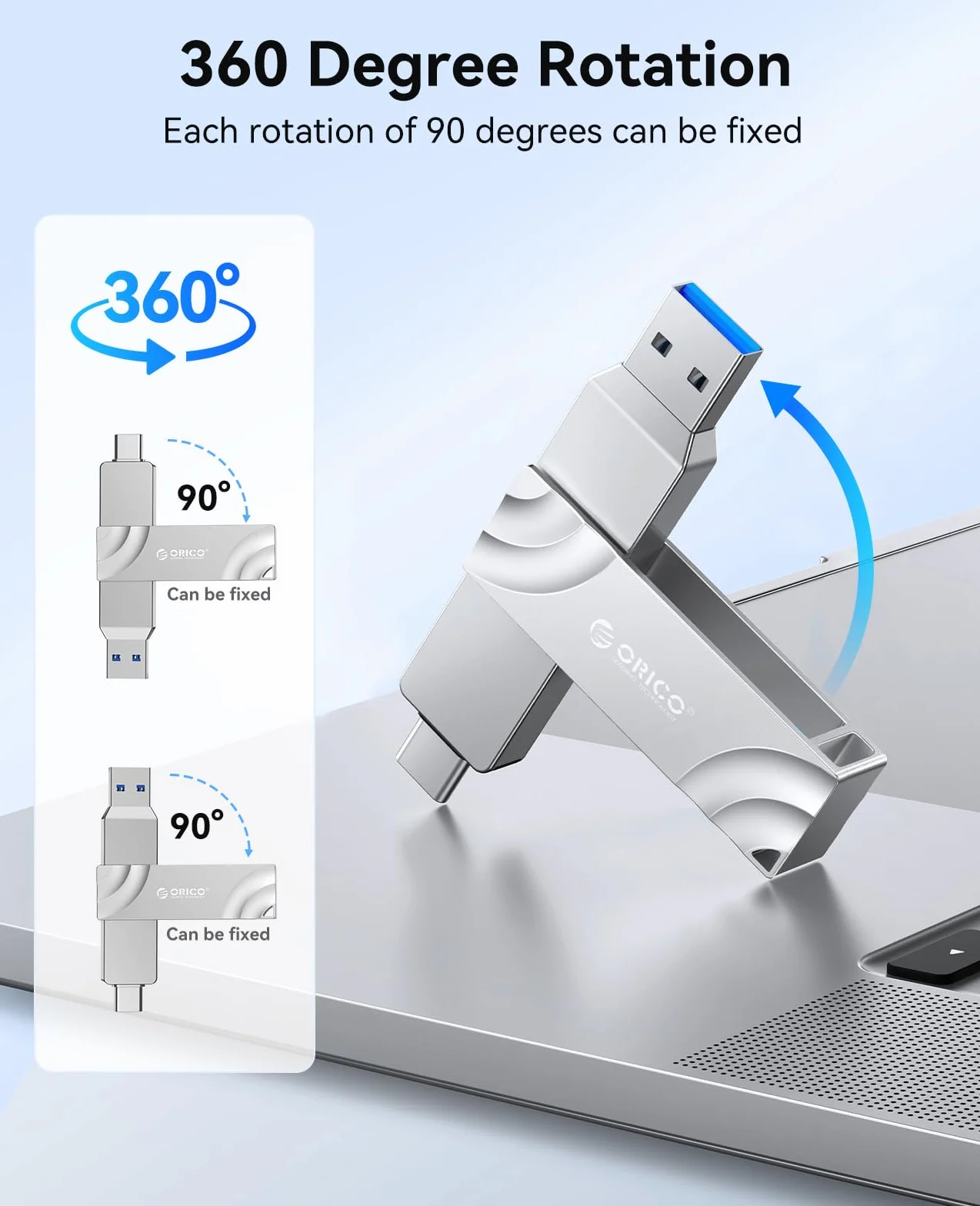 ORICO 512 GB zewnętrzny dysk SSD z USB-A i USB-C, odczyt do 1050 MB/s | Wysoka prędkość 1050 MB/s, kompatybilna z iPhone 17/16/15, Android, tabletem, PS4, Windows, MacOS, Plug and Play
