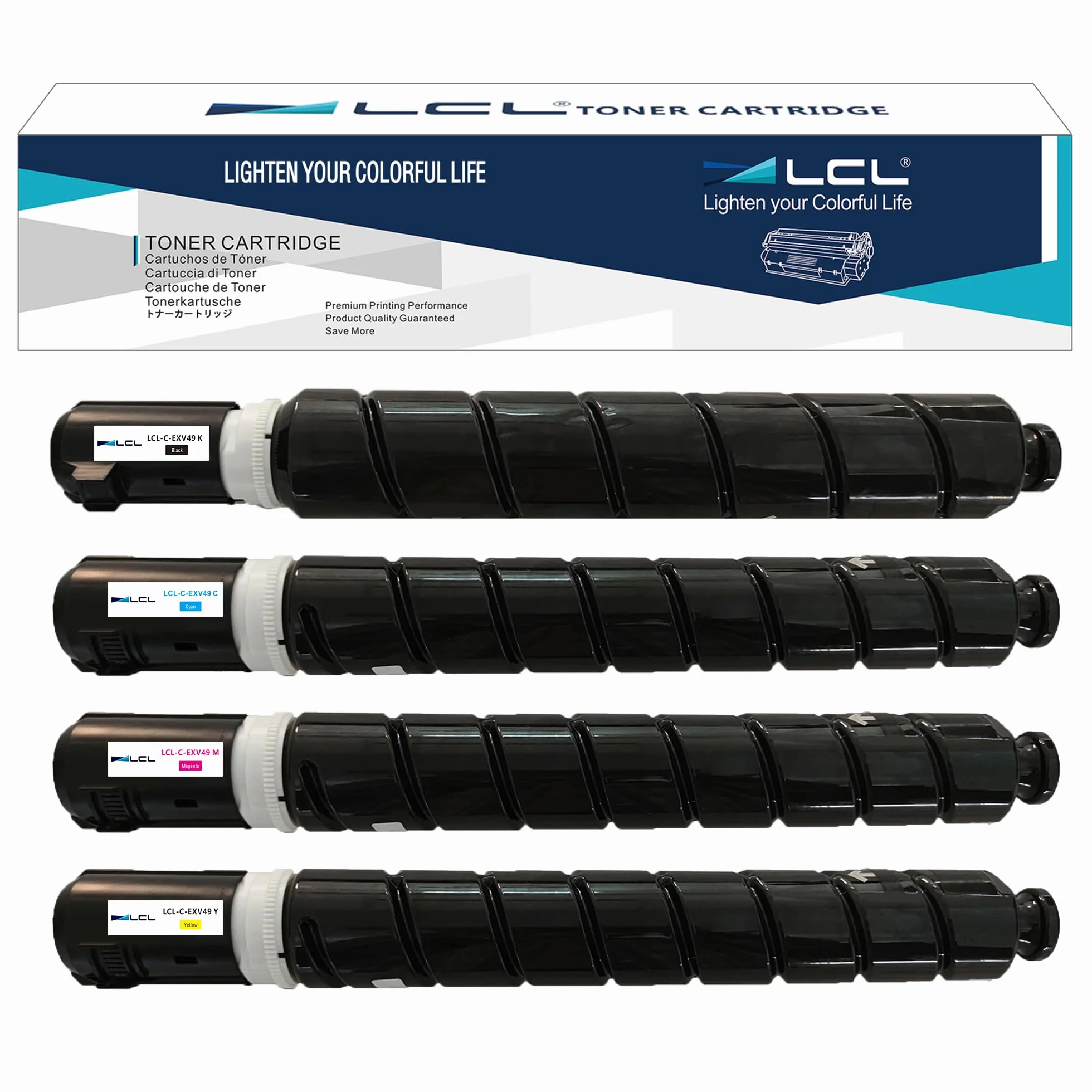 LCL Kaseta z tonerem C-EXV49 EXV49, 8524B002, 8525B002, 8526B002, 8527B002, zamiennik do Canon Imagerunner Advance C3320, C3320i, C3325i, C3330i C3520i 5i C355 30i (4 opakowanie, KCMY)