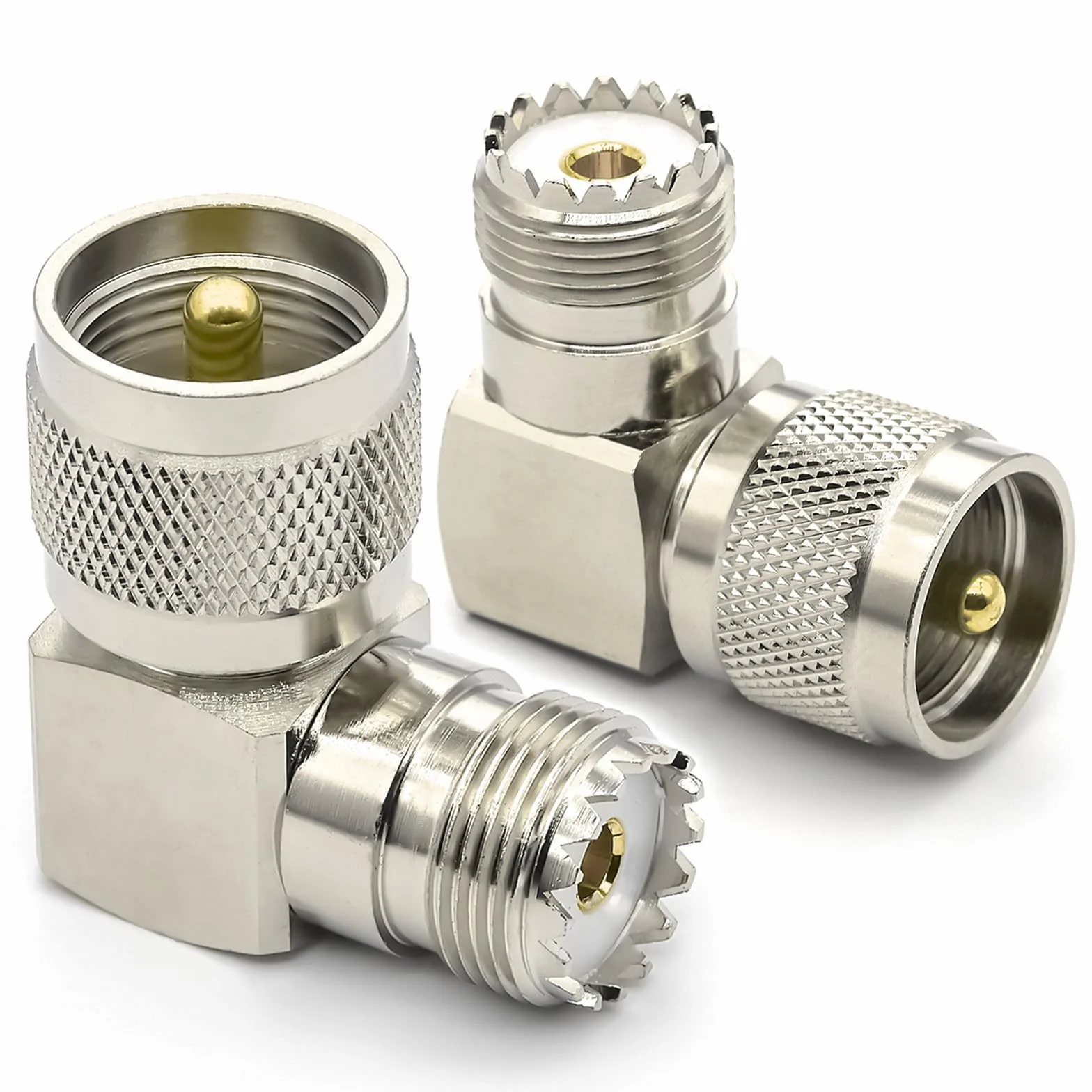 2 sztuki PL259 UHF adapter koncentryczny kątowy 90°, wtyczka PL259 do gniazda SO239, UHF SO239 wtyczka koncentryczna w kształcie litery L do radia CB, anten, mierników SWR i analizatorów