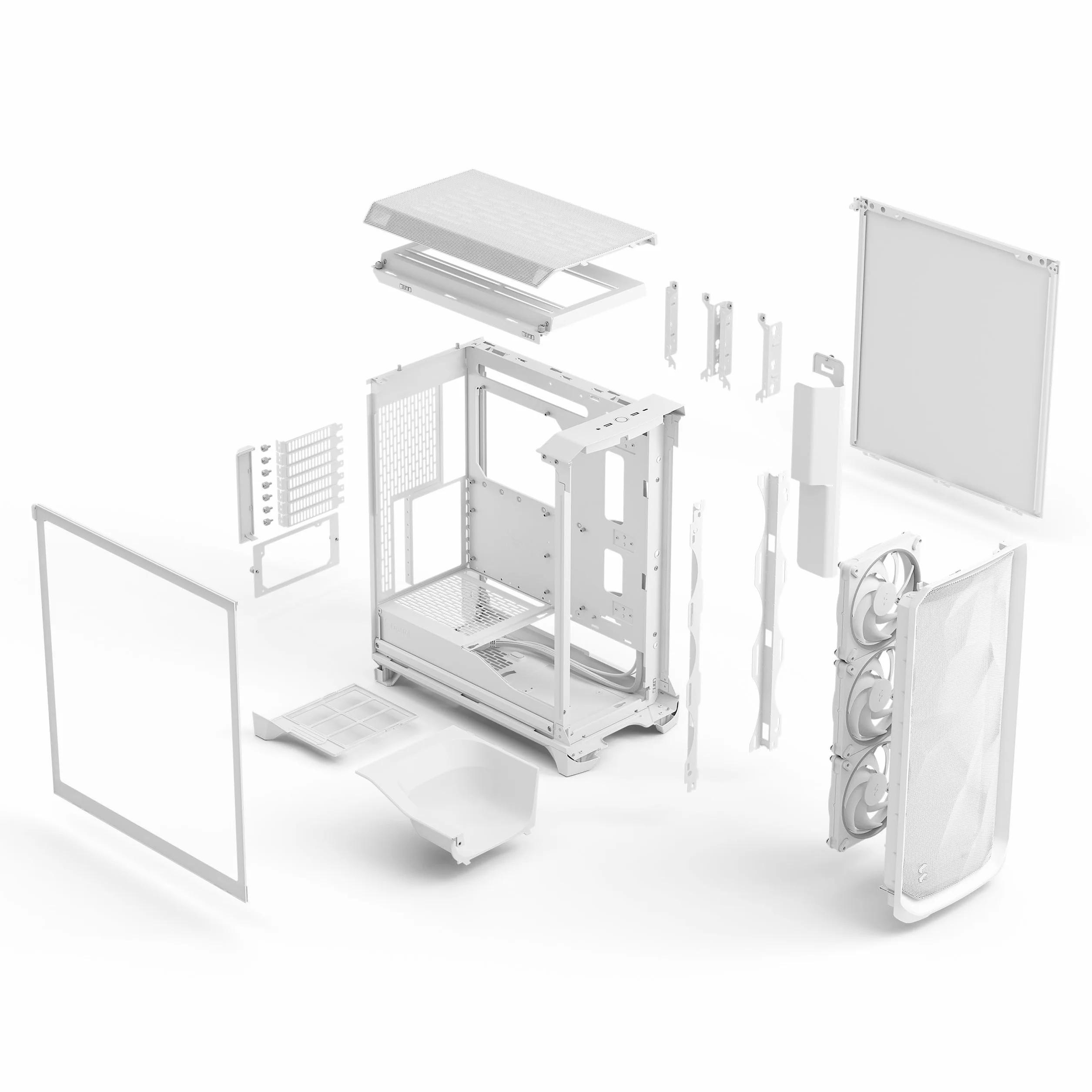 Fractal Design Meshify 3 RGB białe szkło hartowane przezroczysty odcień - obudowa do gier o wysokiej przepływności powietrza - siatka przednia - trzy ARGB moment 14 stycznia 2 wentylatory w zestawie