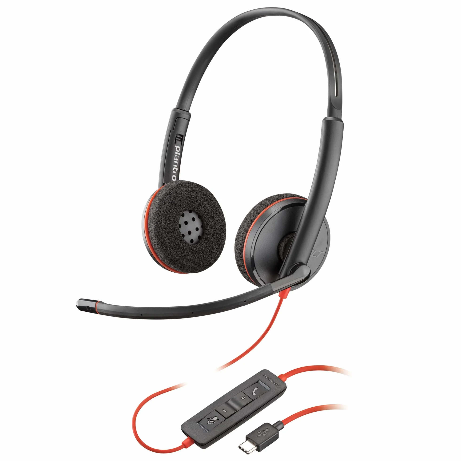 Poly Blackwire 3220 przewodowy zestaw słuchawkowy - mikrofon z redukcją szumów - konstrukcja stereo - podłączenie do PC/Mac przez USB-C lub USB-A - działa z zespołami, zoom