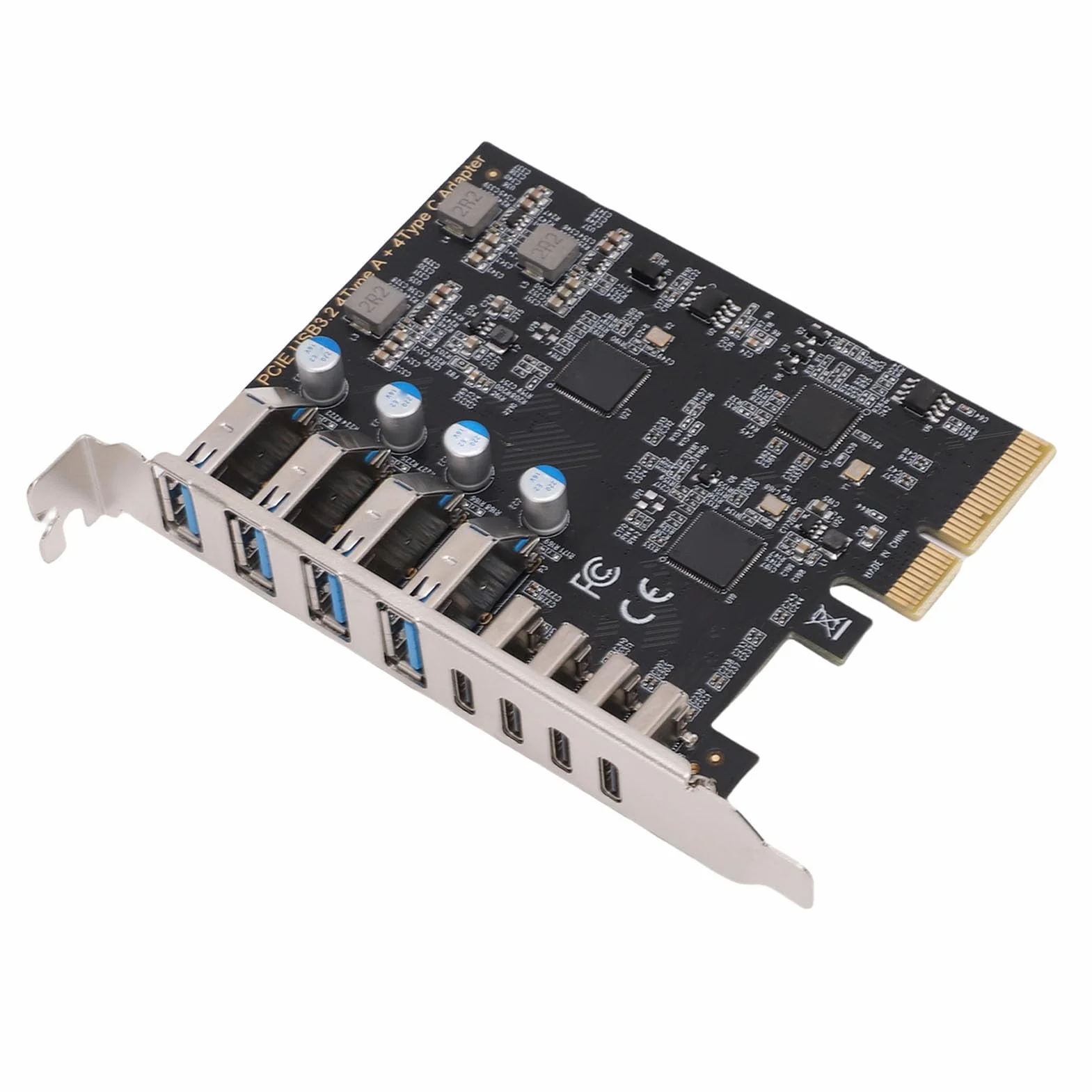 Jiawu Karta rozszerzeń PCI Express, 8-portowa Karta PCle USB 3.2 Gen 2, przepustowość 10 Gb/s dla Entuzjastów Gier