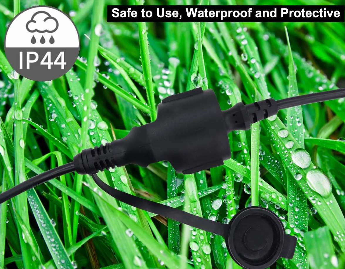 Schuko Przedłużacz Krótki 90° ochronny przedłużacz kontaktowy 16A /250V Krótki kabel 2 AC dla gniazda IP44 na zewnątrz lub wewnątrz, dom, biuro (czarny, 0.3 m)