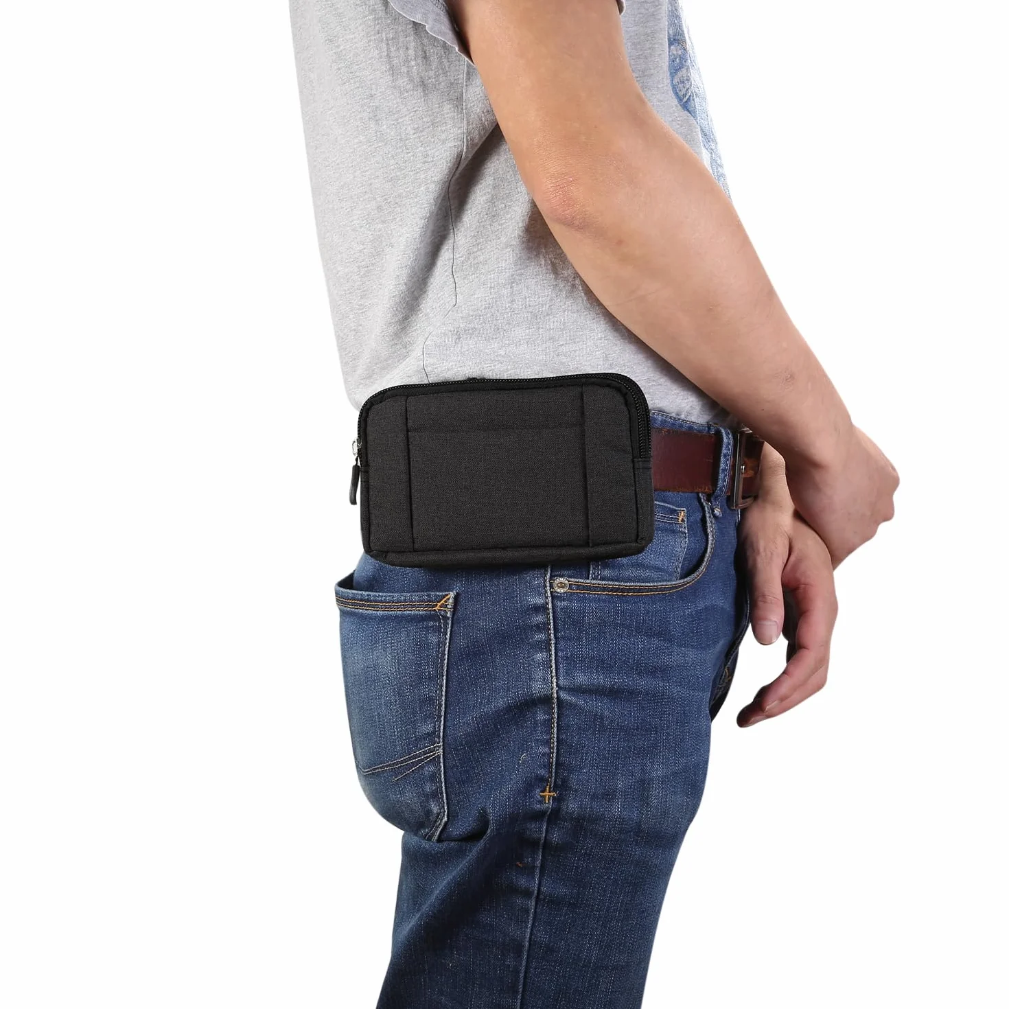 Męska torba na pasek dla telefon i komórkowy, saszetka na brzuch, kieszeń poprzeczna z paskiem, uniwersalne etui z paskiem i szlufką, na telefon z nylonu,