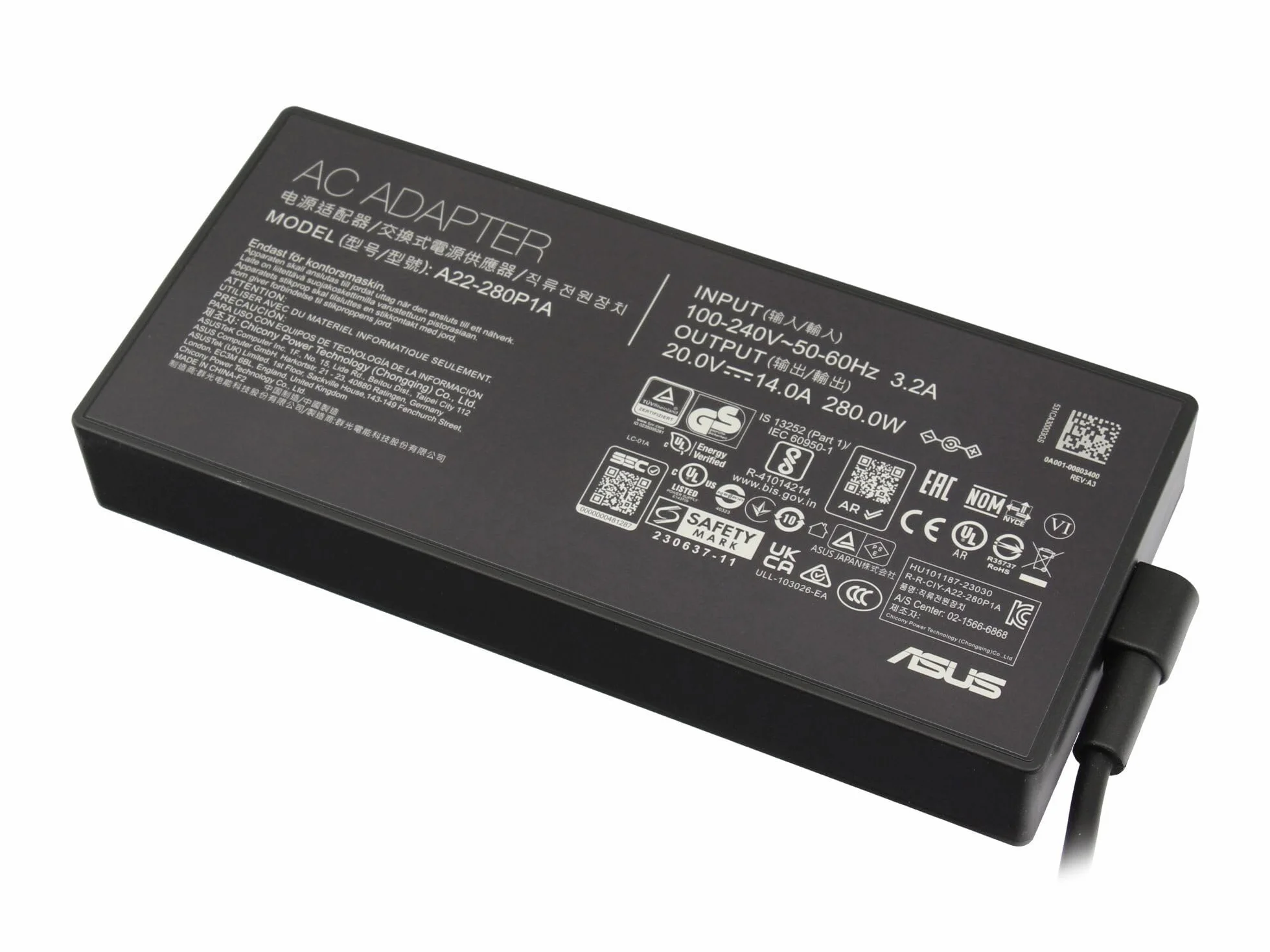 Asus ROG Strix SCAR III G531GW Zasilacz 280 Watt normalny (ROG) Nowy