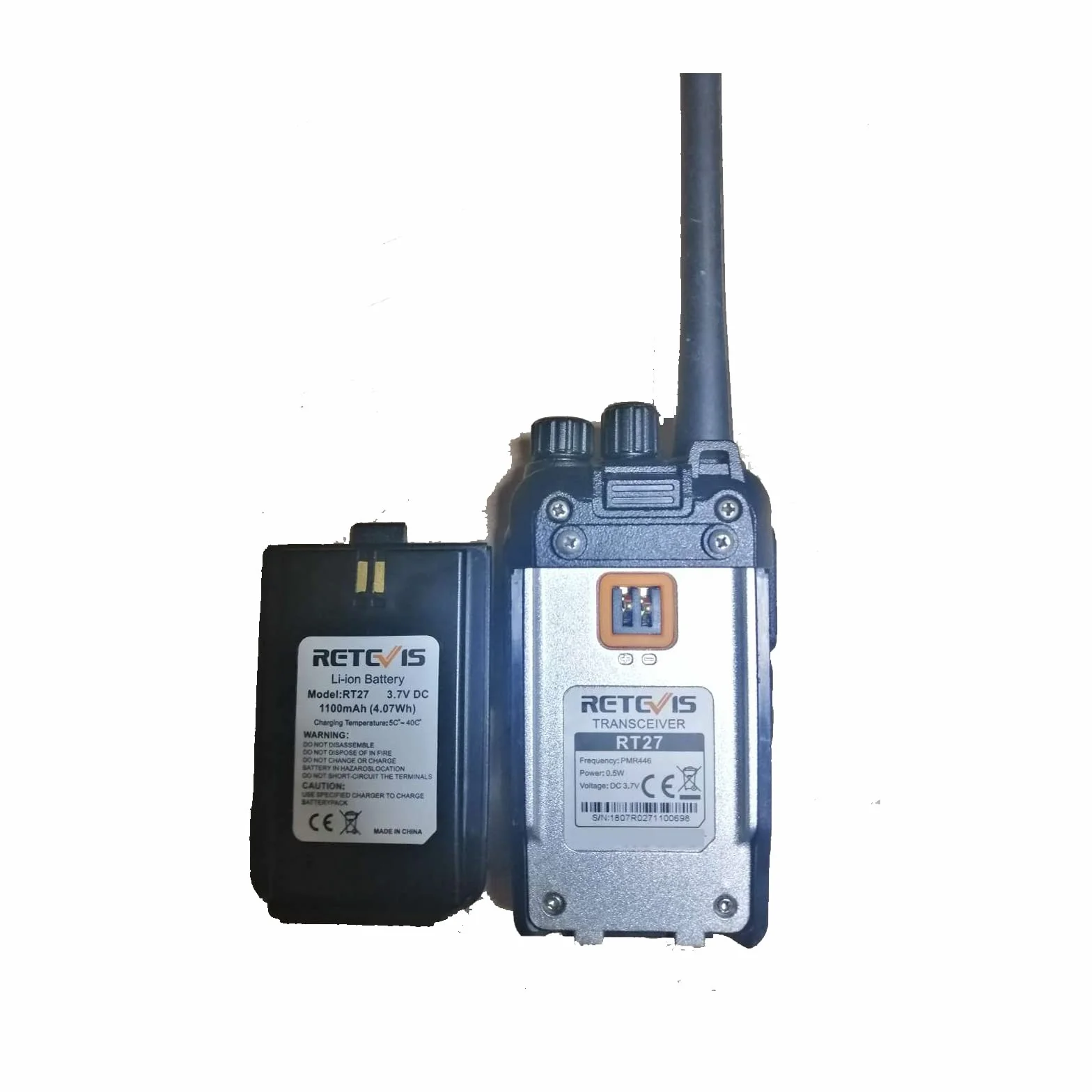 Retevis RT27 Handheld Walkie Talkies Akumulator Dalekiego Zasięgu 2-Drożny z CTCSS/DCS VOX do Airsoft Hiking Festival Planowanie Komunikacja Bezpieczeństwa (5 SztCzarny)