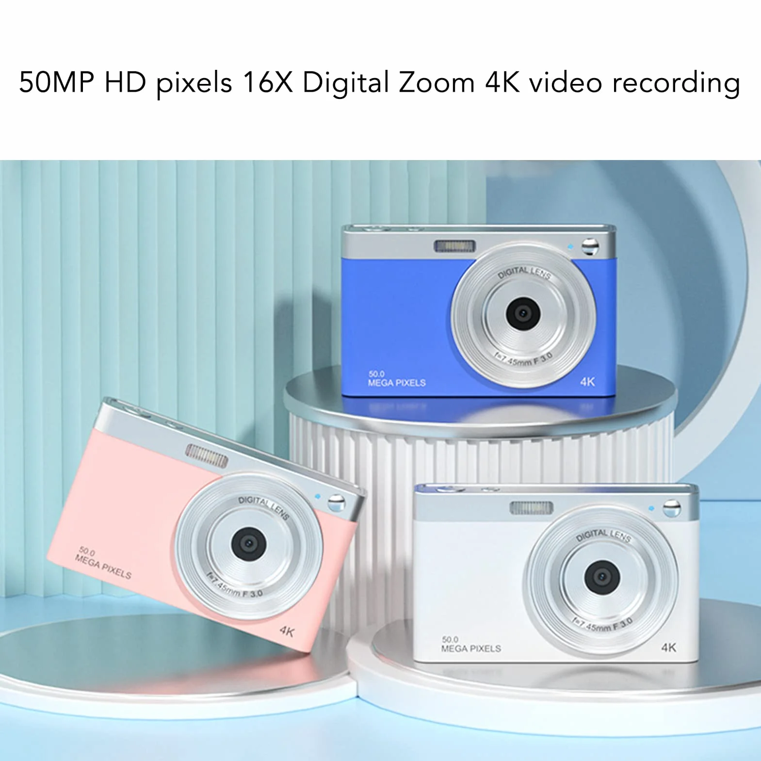 2022 Nowy Aparat Cyfrowy 4K dla Dzieci, 16-krotny Zoom Cyfrowy i Kompaktowy Aparat z Autofokusem, Baterie 750 MAh, Obsługa Karty SD 32 GB, dla Nastolatków, Starszych,