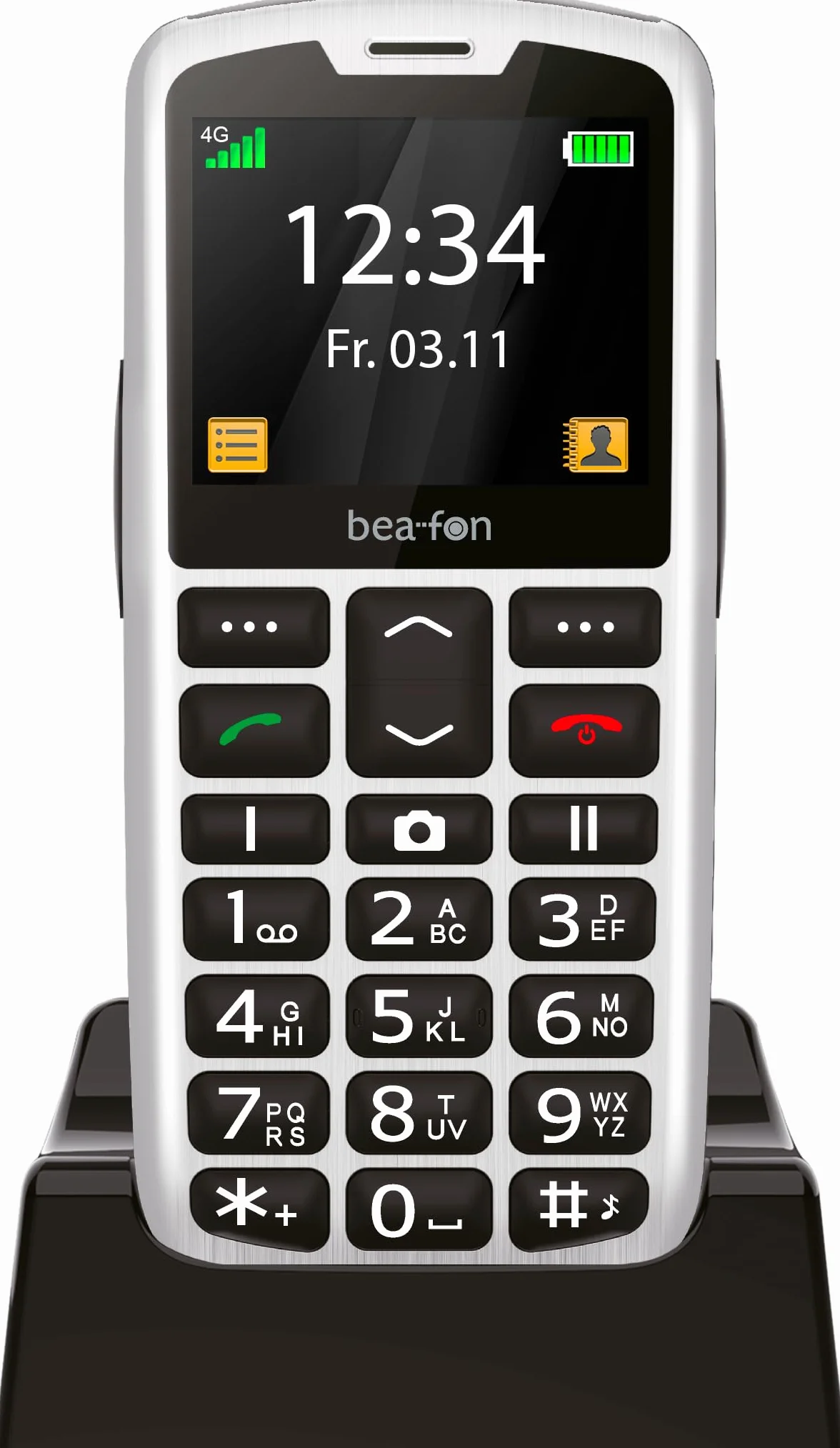 Beafon, SL260, Silverline, telefon z przyciskiem, telefon komórkowy dla seniorów z przyciskiem alarmowym SOS, kompatybilny z aparatami słuchowymi, M4/T4, sygnał świetlny, wyświetlacz 2,2" (5,58 cala
