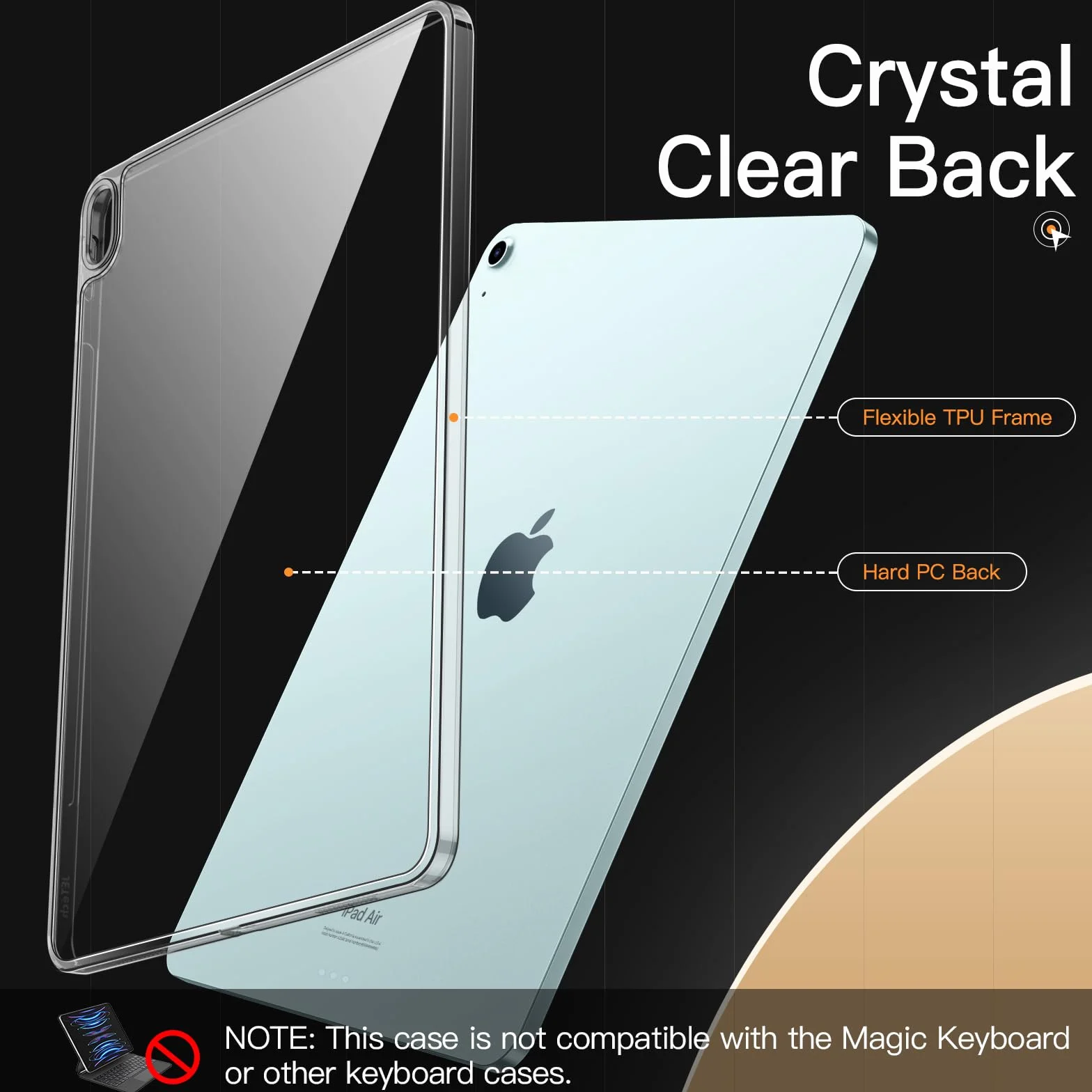 JETech Etui iPad Air 13 Cala M4/M3/M2 (2026/2025/2024) Przezroczyste Anty-Żółknące Odporny na Wstrząsy PC TPU