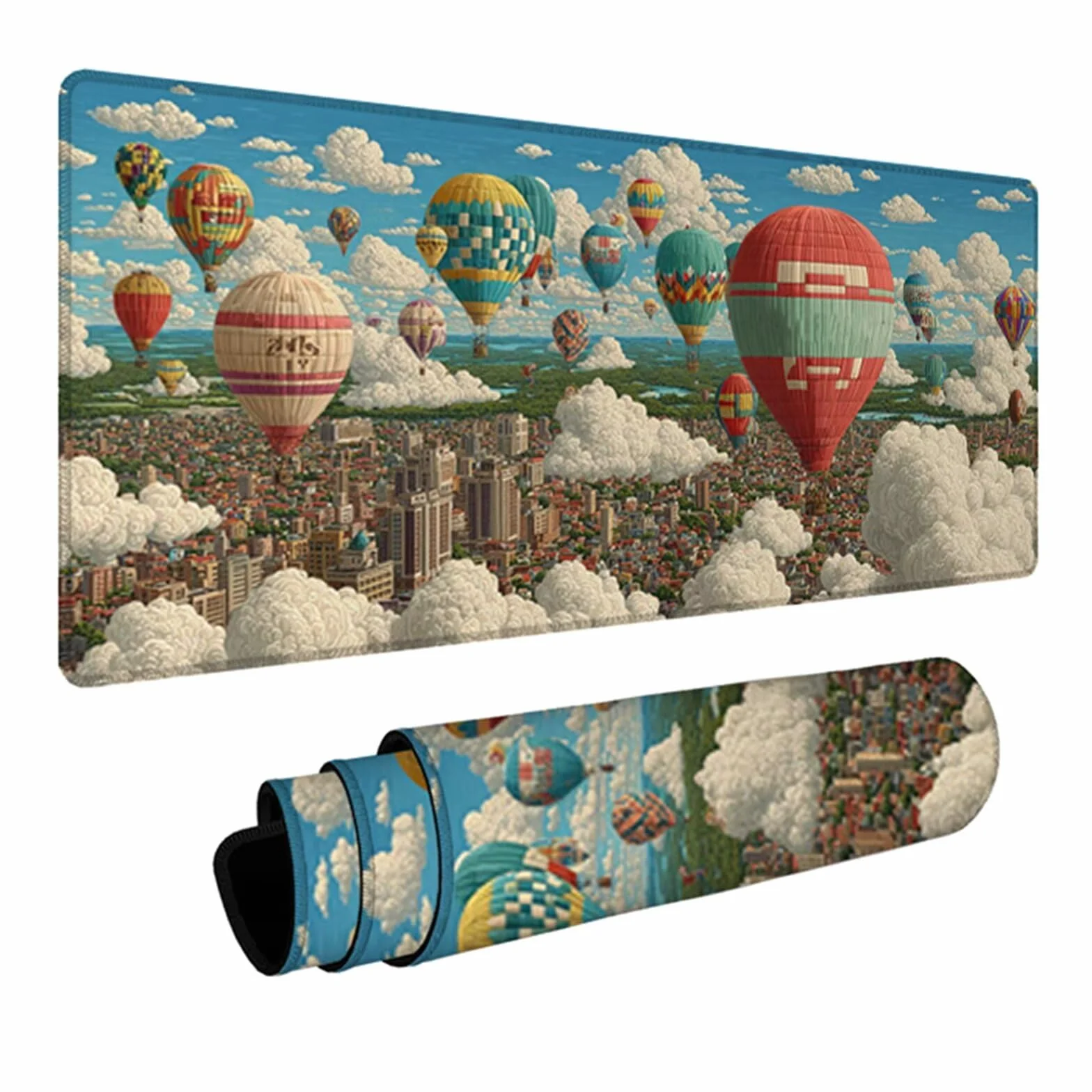 Podkładka pod mysz balon, podkładka pod mysz do gier niebo XXL 1000 x 500 x 3 mm, podkładka na biurko z antypoślizgową gumową podstawą, akcesoria komputerowe, podkładka pod mysz z zszytymi krawędziami