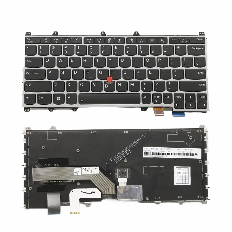 Dla ThinkPad X380 Yoga Laptop Keyboard Wewnętrzny USA angielski srebrny podświetlenie FRU: 01HW655 01HX100 części do laptopa