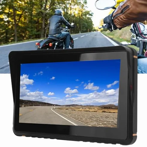 Nawigacja GPS Motocykla 5G z Podwójnym Wi-Fi, 7-calowy Ekran Dotykowy HD Bezprzewodowa Nawigacja GPS dla Carplay dla Airplay dla Android Auto, Przenośny Wodoodporny System GPS