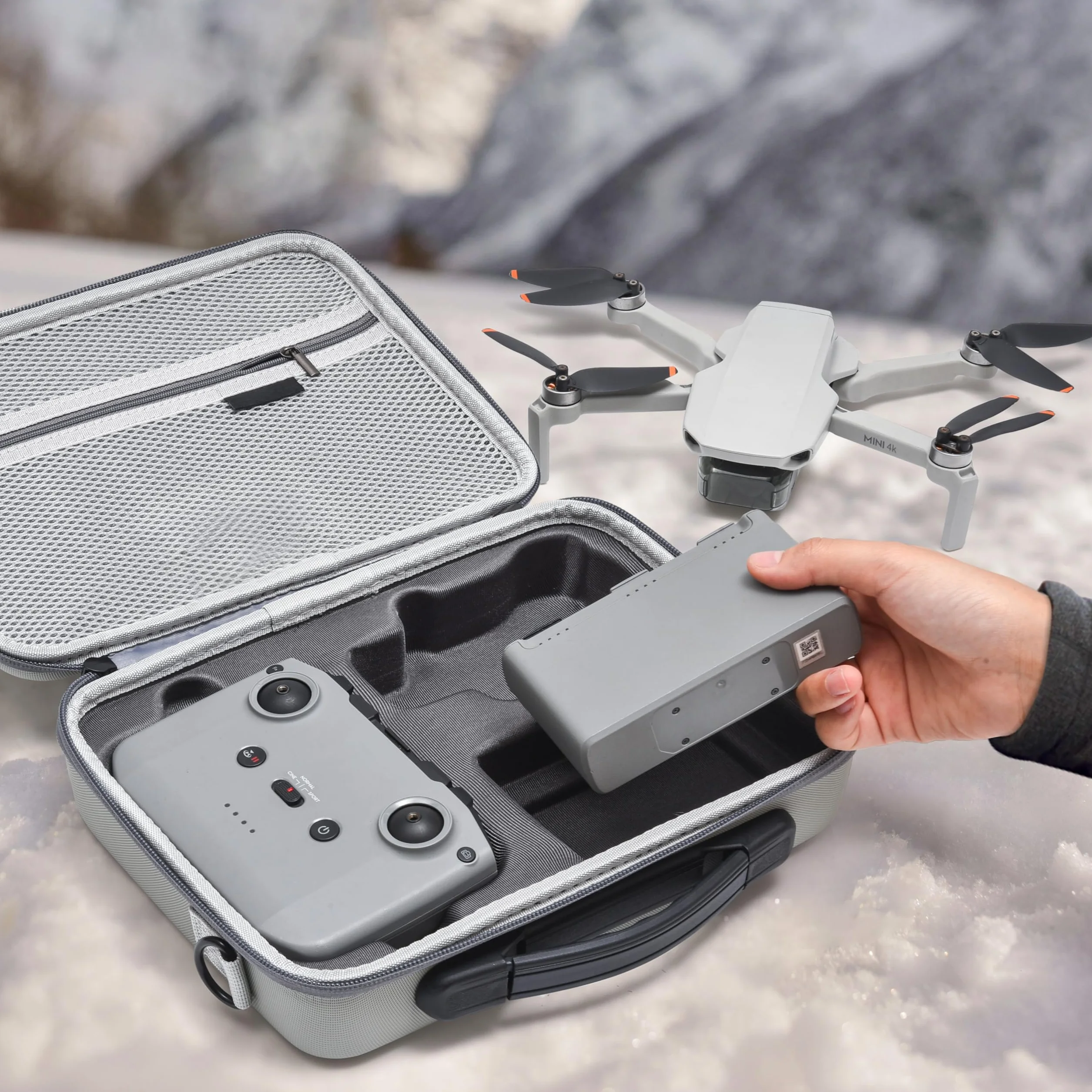 Tomat Przenośna Torba Podróżna 4K do DJI Mini 2 SE Fly More Combo, Akcesoria do Dronów, Szary, Kompaktowe