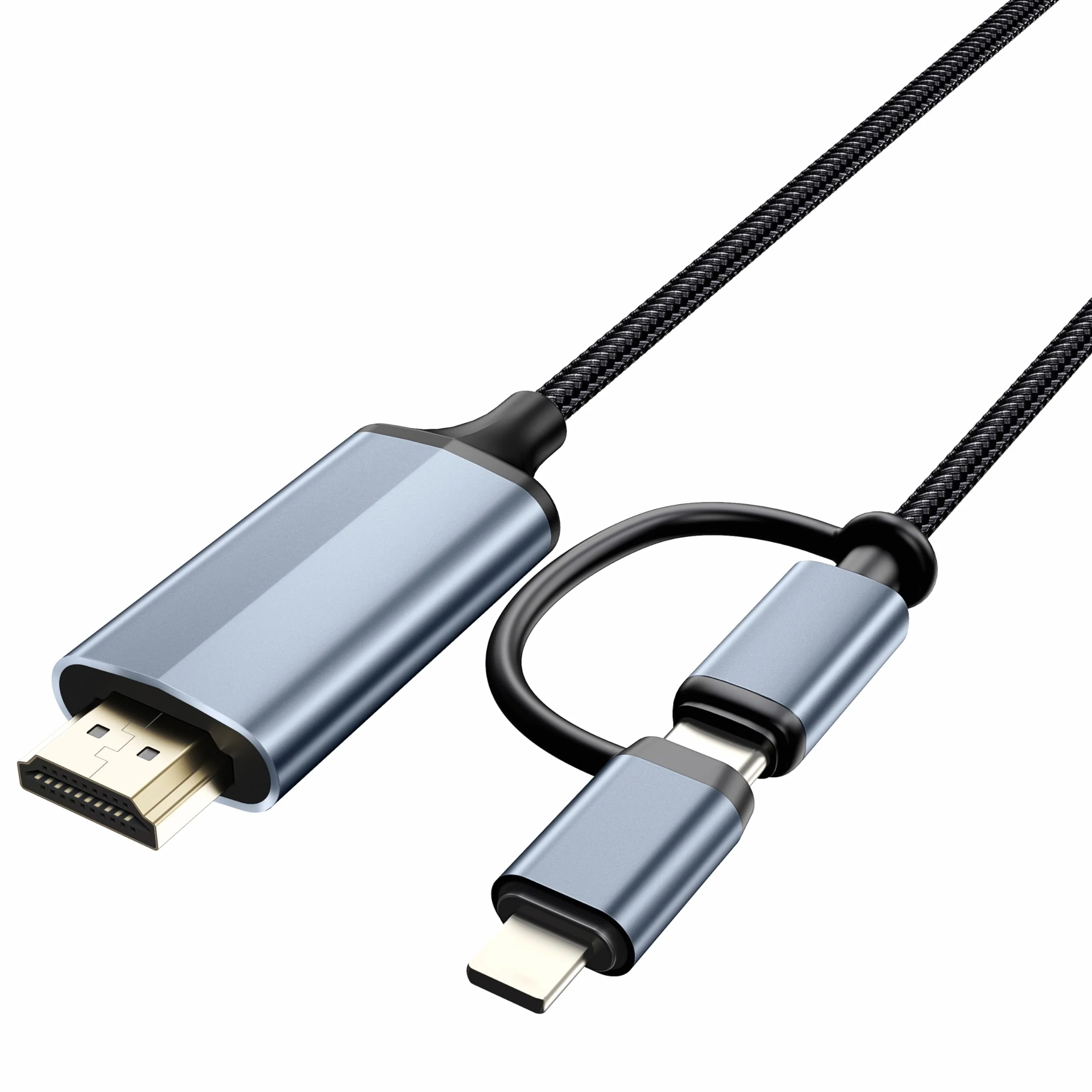 lulaven Kabel Lightning i typ C do HDMI 2 w 1, 4 m, kabel HDMI do iPhone'a, podwójny interfejs do wszystkich iPhone'ów (16/15/14/13/Pro/Max) i iPad Pro/Air, 1080p HD, synchronizacja wideo i dźwięk