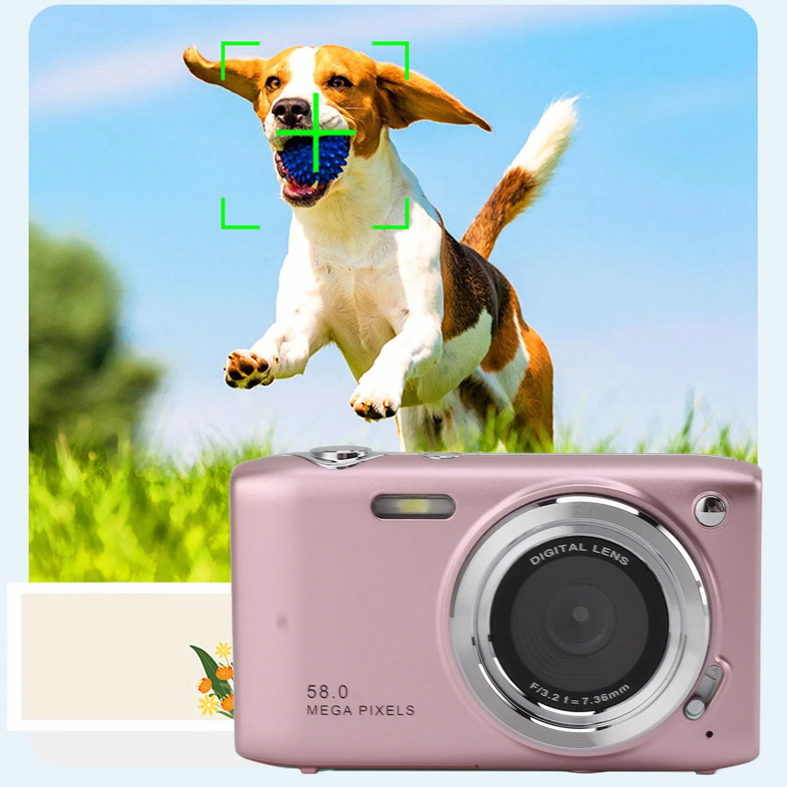 Aparat cyfrowy, 58 MP 4K Kamera do vlogowania z 16-krotnym zoomem i funkcją Anti Shake, mały podróżny dla nastolatków, dzieci, chłopców i dziewczynek (PINK)