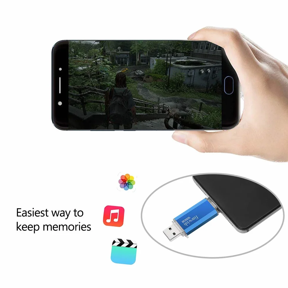 Pamięć USB Type C 128 GB 2 w 1 OTG Pen Drive dla PC/MacBook/Tablet/Smartphone Niebieski
