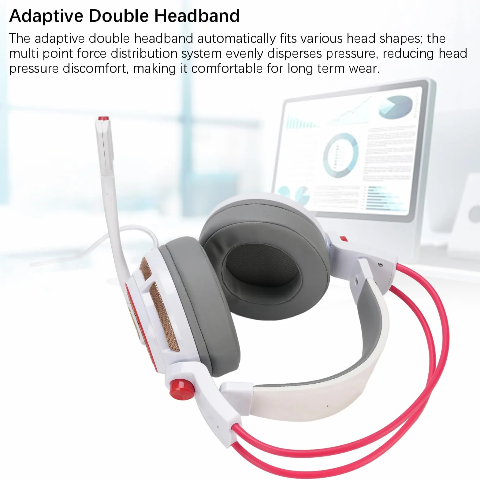 Zestaw Słuchawkowy DO Gier, 7.1 Dźwięk Przestrzenny Lekkie Wielokanałowe Zestawy Słuchawkowe USB z Mnidirectional MicroPhone i Memory Foam Ears, LED SEALSPPONE DO GRY