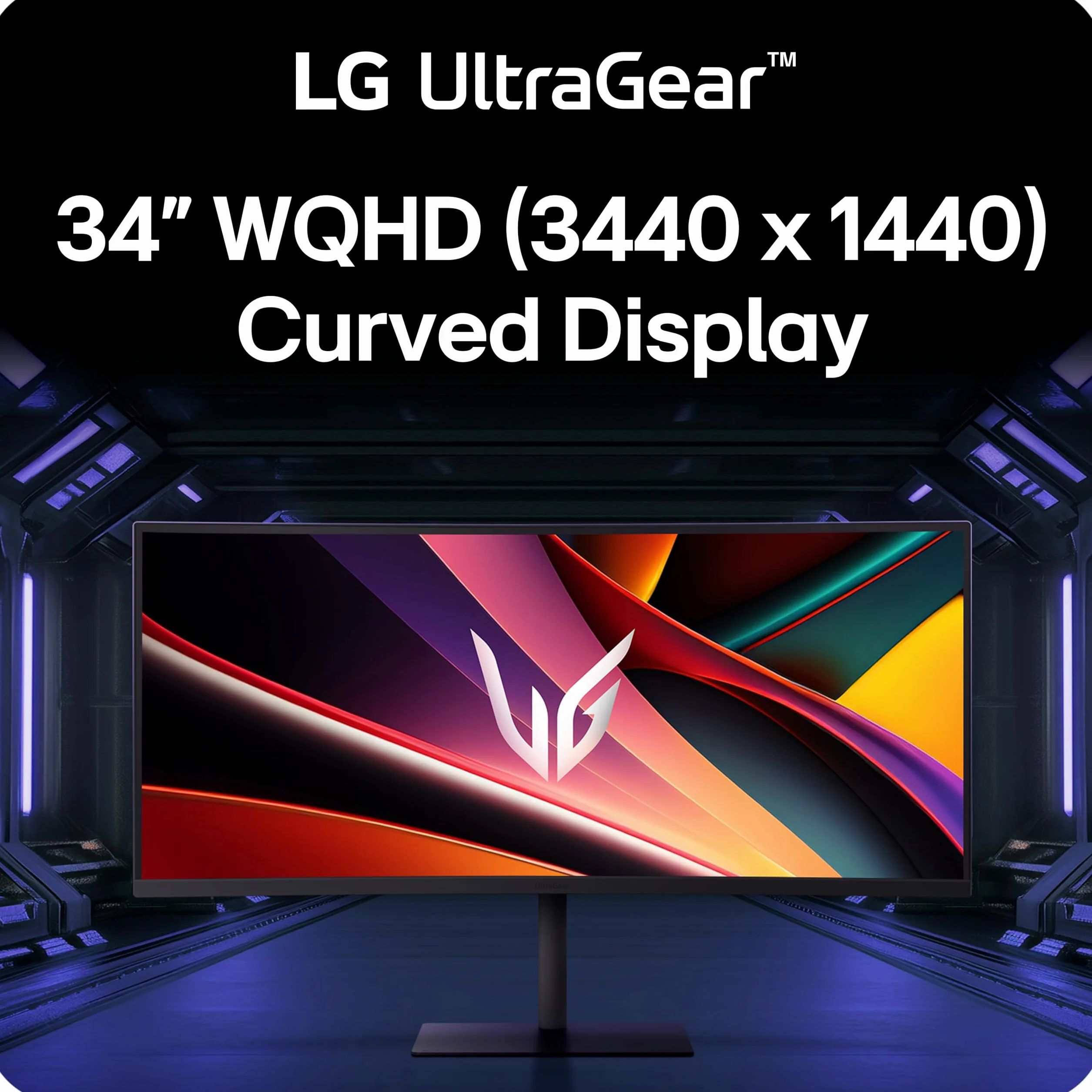 LG 34G630A-B 34-calowy Ultragear WQHD (3440 x 1440) zakrzywiony monitor gamingowy, 240 Hz, 1 ms, FreeSync Premium, DisplayHDR 400, wbudowany głośnik, HDMI, DisplayPort, USB typu C, nachylenie