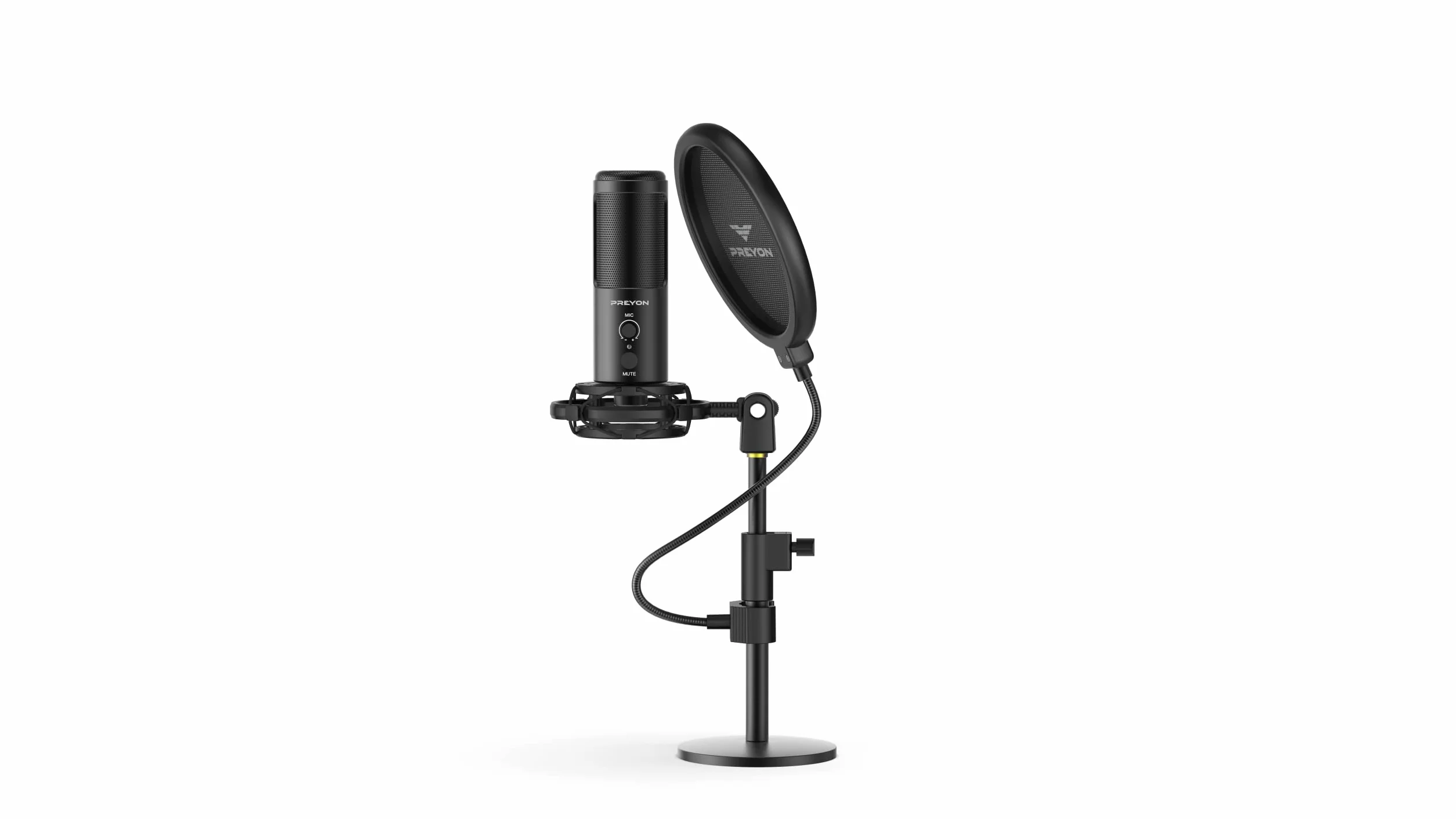 PREYON Buzzard Scream Zestaw USB z Mikrofonem do Streamowania i Grania— Kardioidalny Mikrofon Pojemnościowy z Mocowaniem Przeciwwstrząsowym, Filtr Pop —Plug & Play — Aluminiowa Obudowa