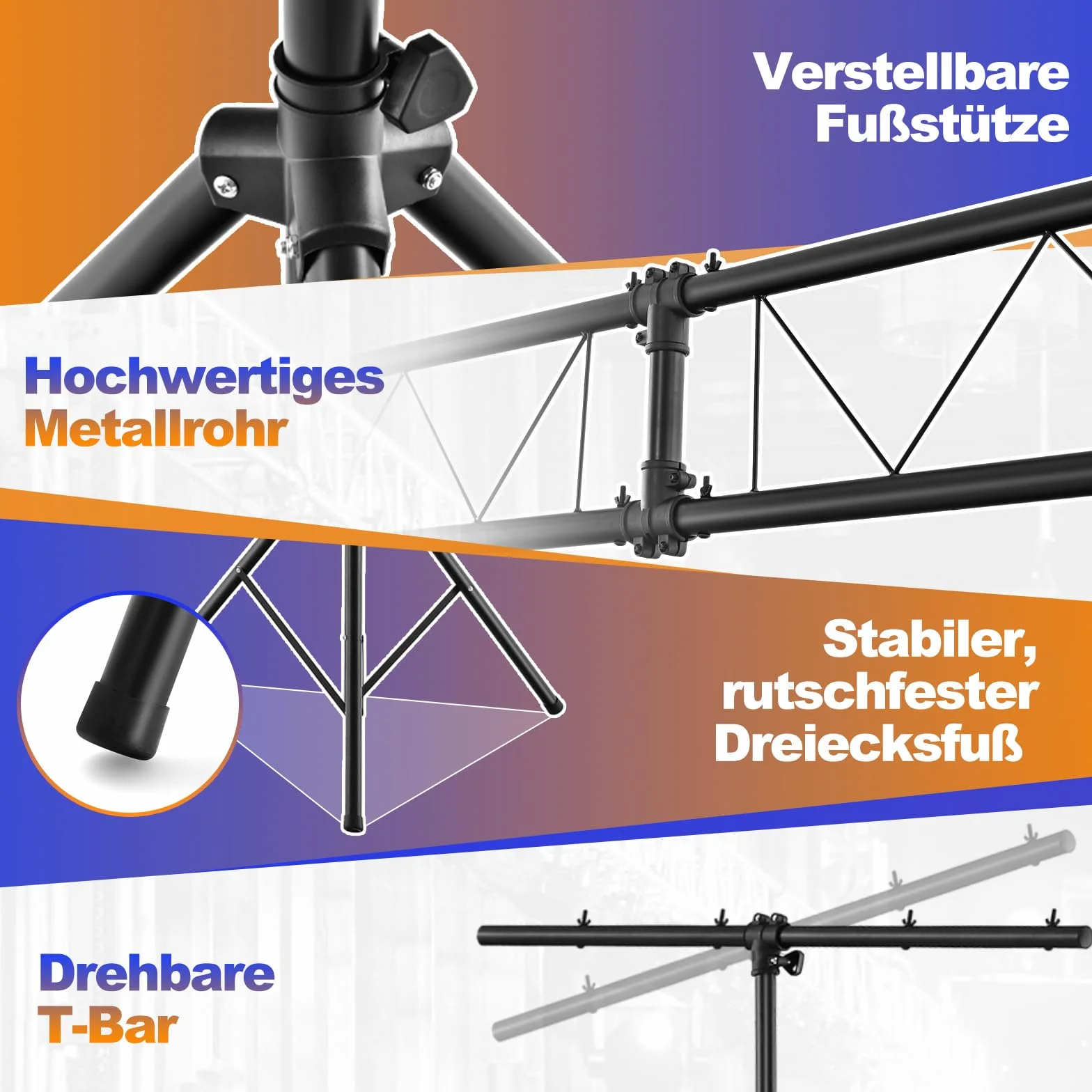 COSTWAY Aktywny statyw świetlny dla DJ o długości 350 cm, regulacja wysokości 180-360 cm, z metalu, statyw oświetleniowy z wysuwanymi drążkami T, obciążenie do 100 kg, na koncerty, teatry i imprezy