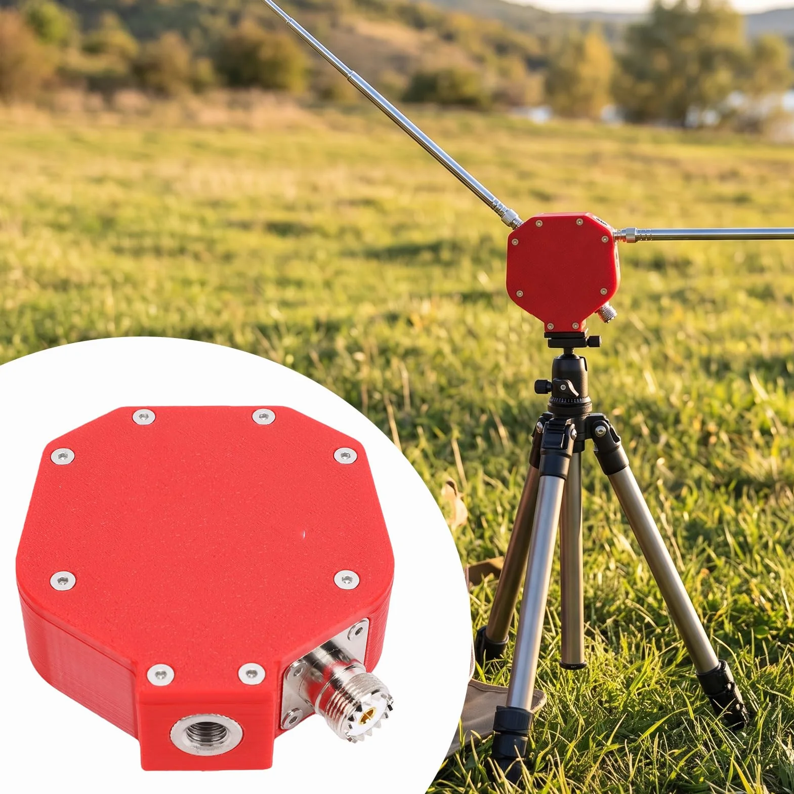 MA-06 Krótkofalowy Wzmacniacz 1:1 Balun Pozytywny V Poziomy | Wbudowany balun, gwint M10, adapter 3/8 do M10, rurka 5,6 m kompatybilna, 100W SSB, wydrukowane w technologii PLA 3D,