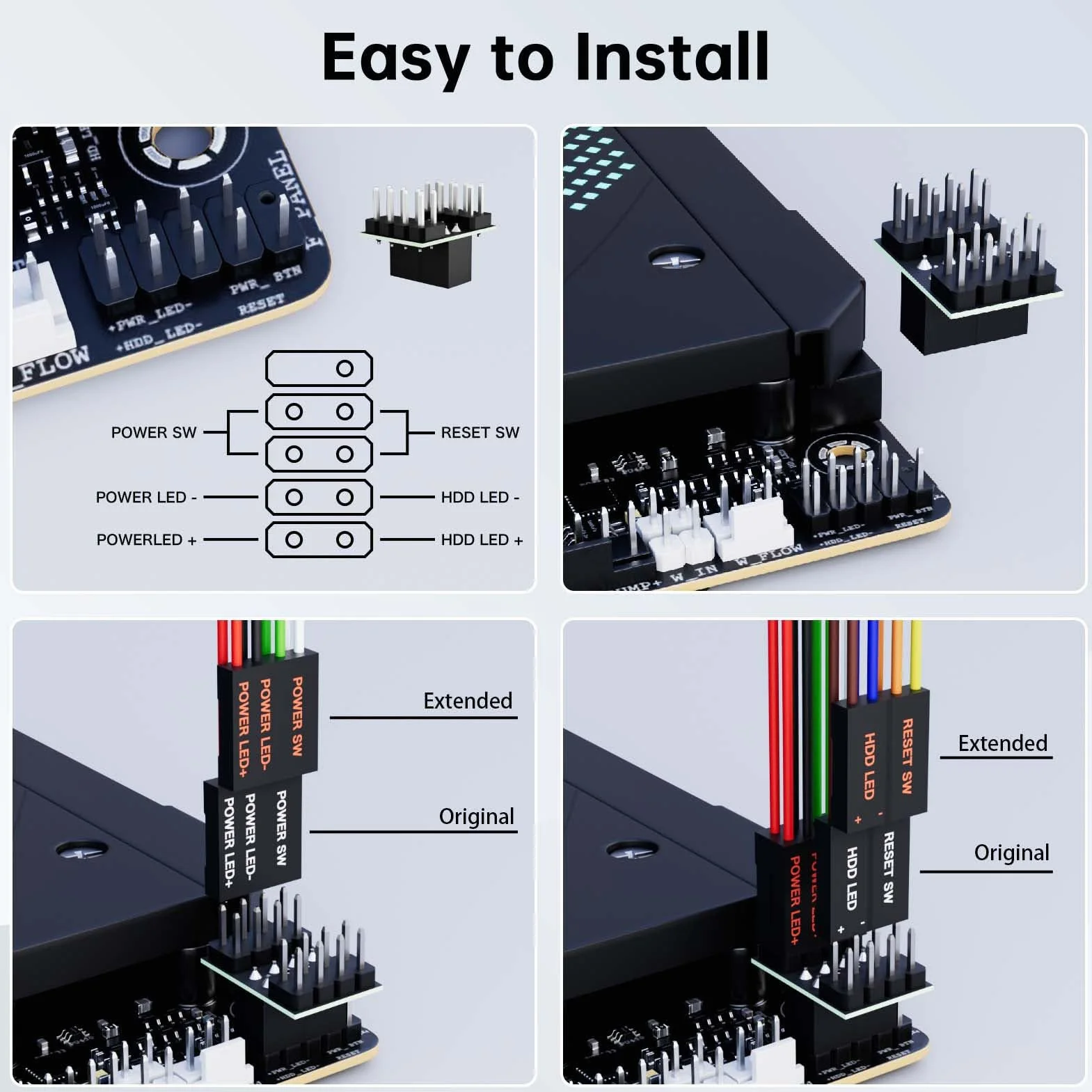 Przycisk zasilania komputera PC, rozgałęźnik przełącznika zasilania komputera stacjonarnego z przełącznikiem ON/OFF/Reset, diodą LED SW HDD, zewnętrzny przycisk komputera PC