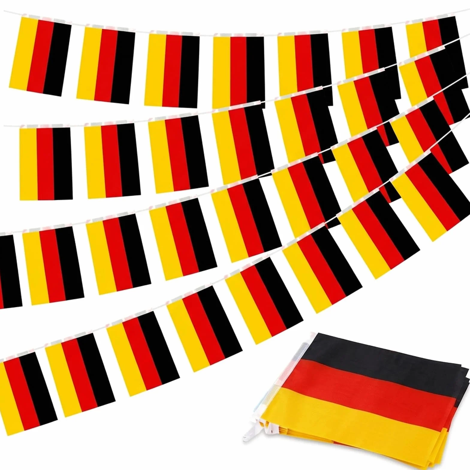Girlanda z Flagi Niemiec Mistrzostwa Świata 2026 Proporczyki Dekoracyjne dla Kibica Łańcuch 30 Sztuk Flag 10Metrów 14x21cm Odporny Poliester na Imprezę Strefa Kibica Ogród Poliester DE