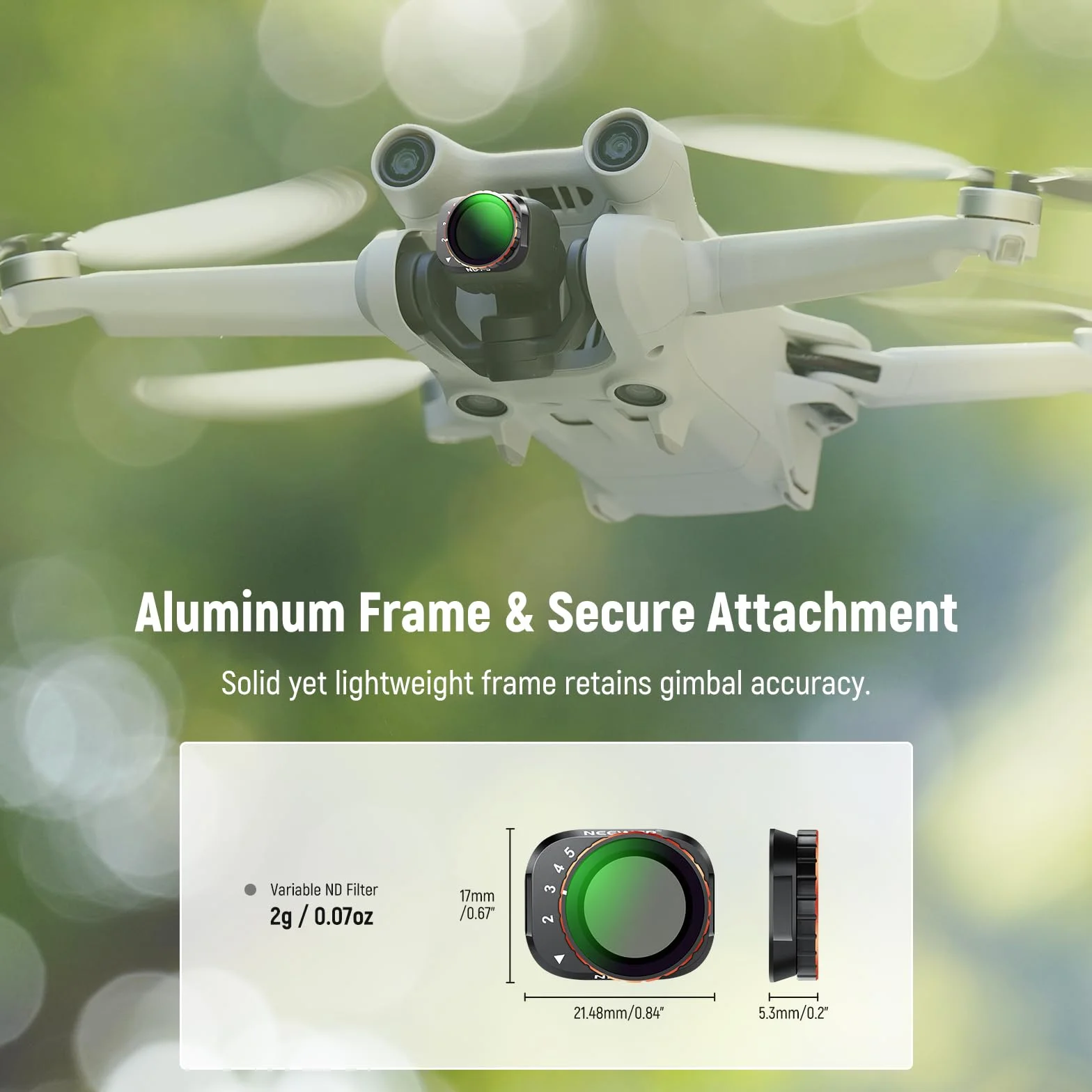 NEEWER Zestaw zmiennych filtrów ND kompatybilny z DJI Mini 3 Pro, ND2-32 (1-5 stop) + ND64-512 (6-9 stop) ze szkła optycznego HD, wielowarstwowe akcesoria do aparatów fotograficznych i wideo