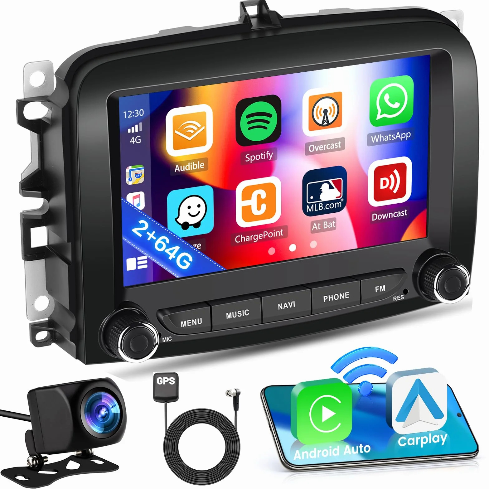 Inefala 2G+64G do Fiata 500L 2013-2017, Android 15, samochodowe stereo z bezprzewodowym CarPlay i Android Auto, 7-calowy ekran dotykowy HD, samochodowe stereo Bluetooth z Wi-Fi, GPS FM/RDS, mikrofonem
