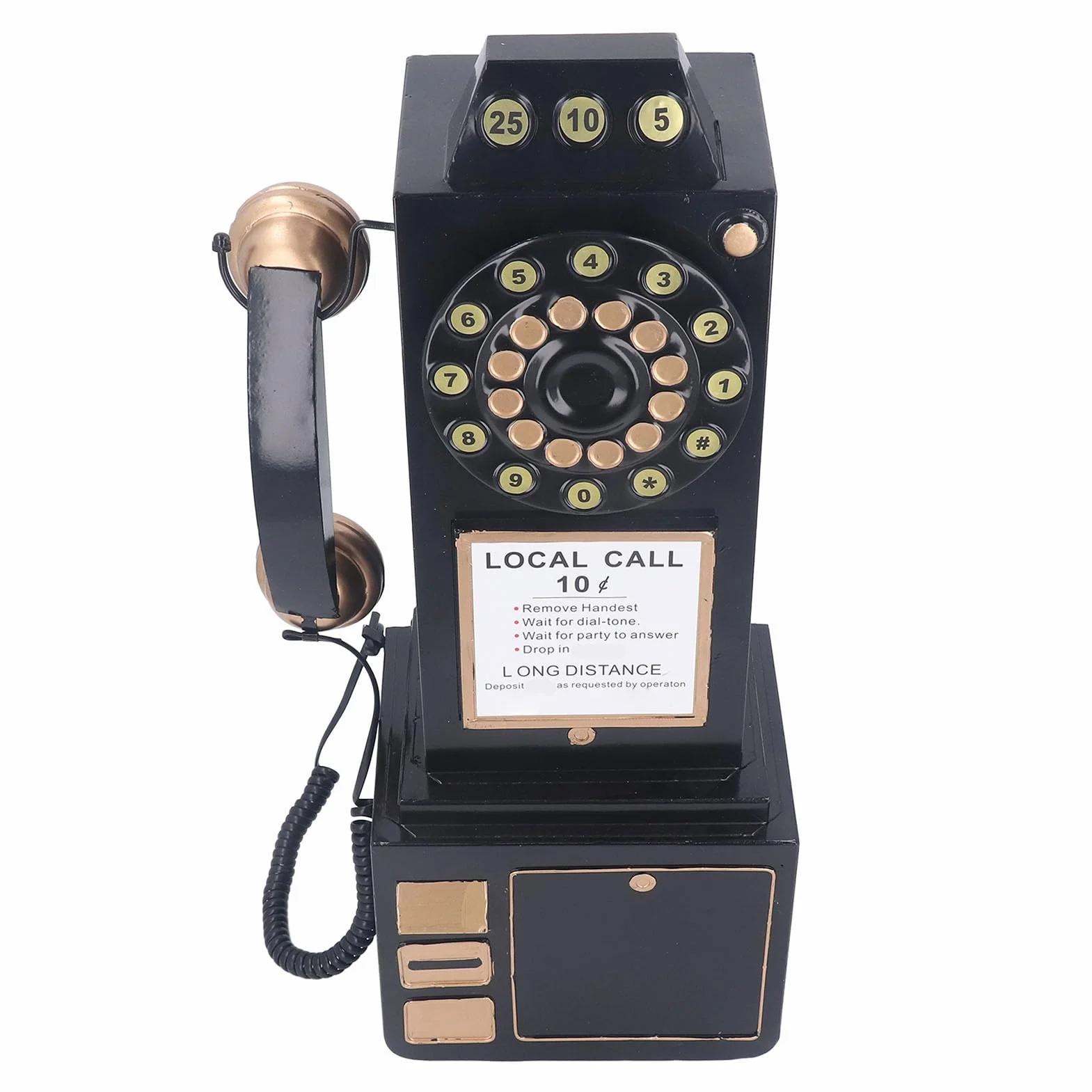 Hztyyier Antyczny Model Telefonu z Guzikami, Zabytkowa Dekoracja Telefonu Naściennego, Nostalgiczny Nastrój, Salon Sypialnia Biuro Kawiarnia, 25 X 16,5 X 50 Cm