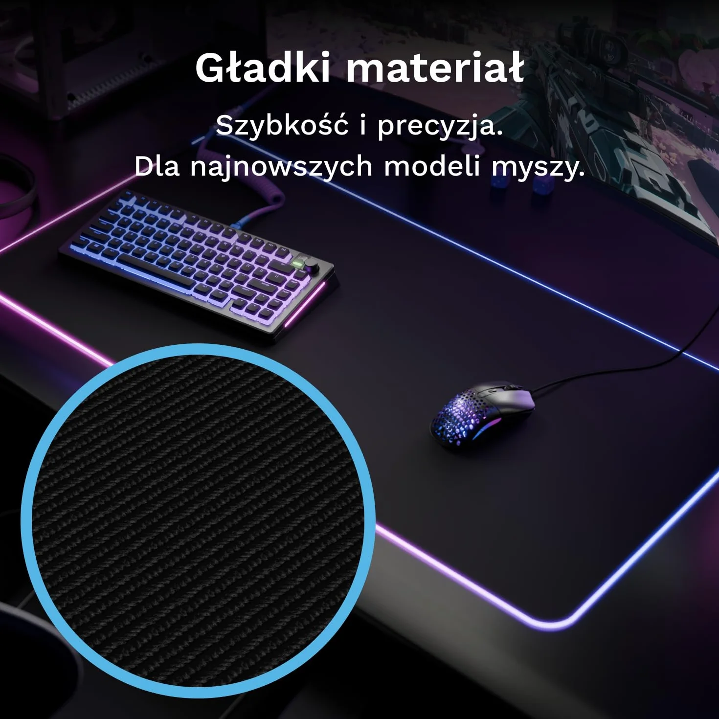 Glorious Gaming GMP 2 GLED XL Extended – podkładka pod mysz XL z dwustrefowym podświetleniem RGB, bezszwową krawędzią InfiniGlow, powierzchnią premium i gumowym spodem (615 x 355 x 3 mm)