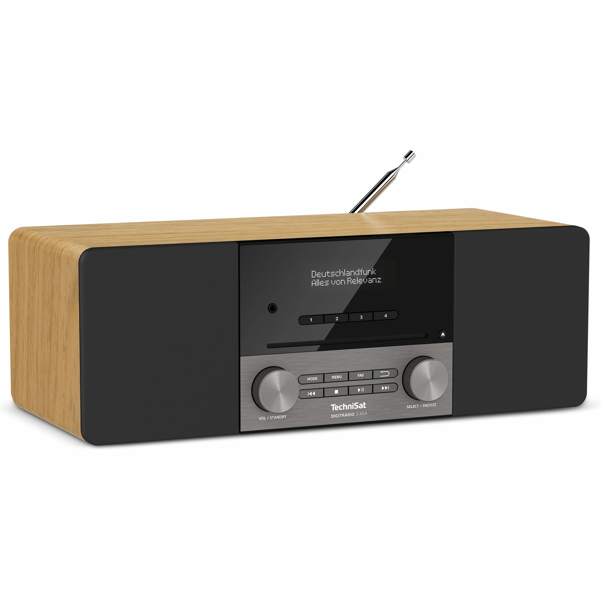 TechniSat Digitradio 3 ASA – Stereo DAB+ kompaktowy zestaw z automatycznym alarmem bezpieczeństwa (UKW, odtwarzacz CD z funkcją Resume, Bluetooth, USB, AUX-In, wejście słuchawkowe, wyświetlacz OLED