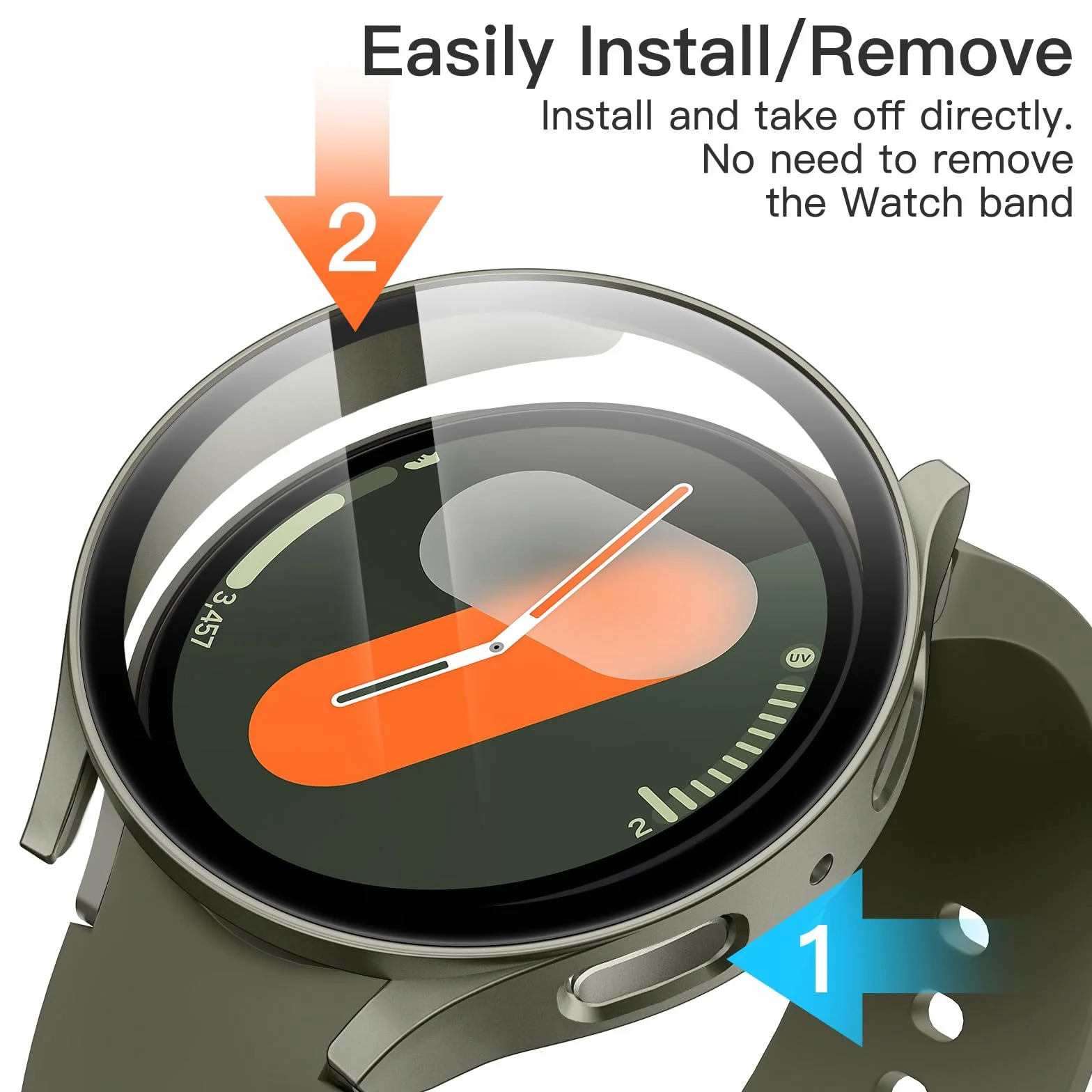JETech Etui z Ochraniacz Ekranu dla Samsung Galaxy Watch 7 40mm, Szkło Hartowane, 2 Sztuki (Zielony)
