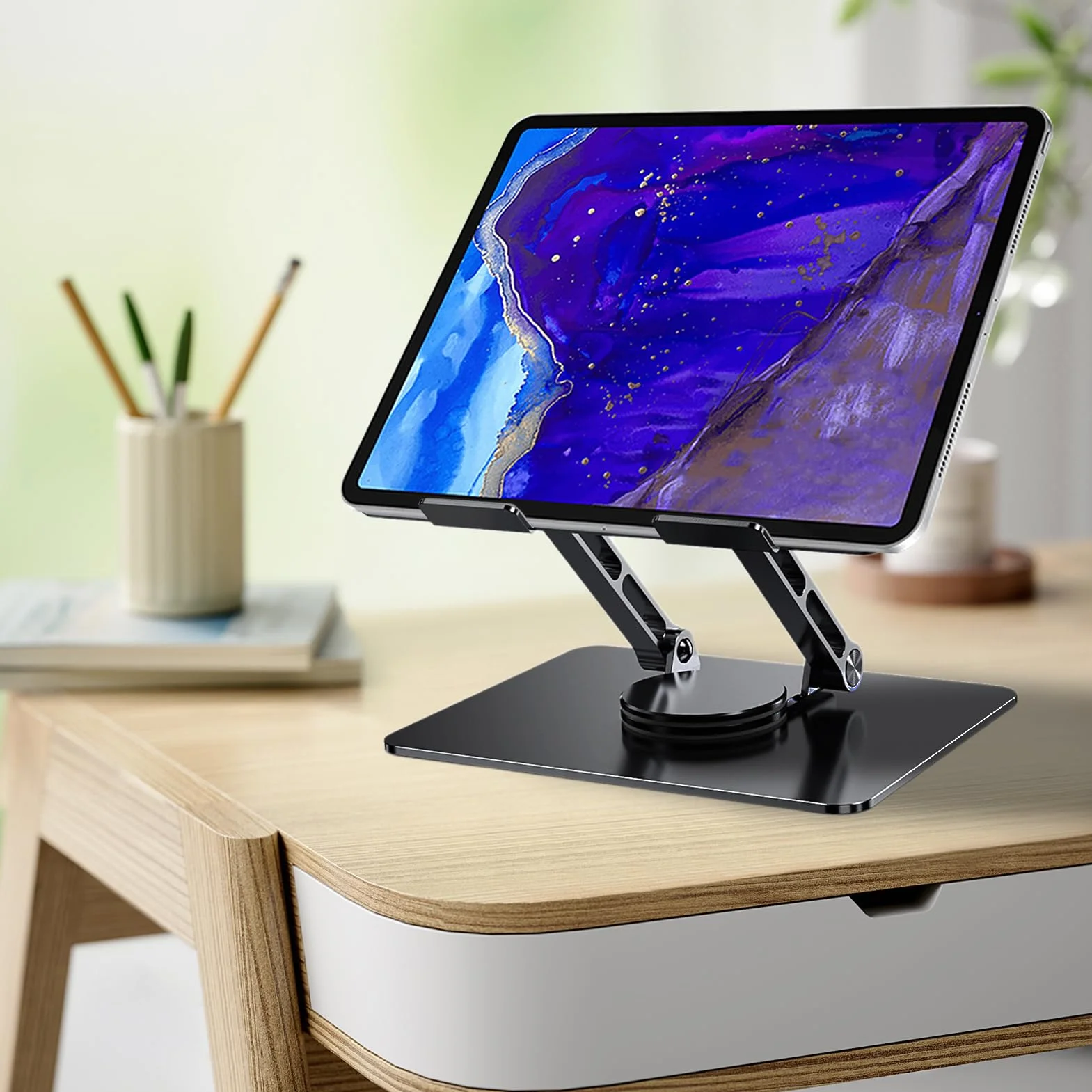 Generisch na laptopa, metalowy uchwyt na laptopa, stop aluminium | regulowany obracany o 360°, ergonomiczny uchwyt biurkowy do domu i biura, 10,43 x 8,86 x 6,69