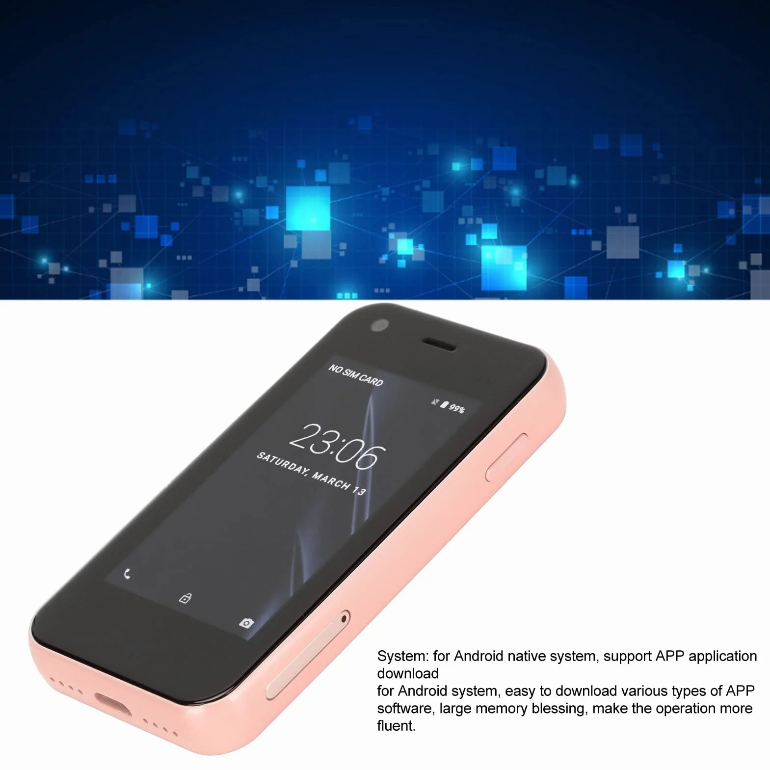 Mini Czterordzeniowy XS11Mini Smartphone ObsłUga GPS Telefon KomóRkowy 5MP 1580mAh Tylna Kamera 1GB RAM 8GB ROM Codziennie (Różowy)