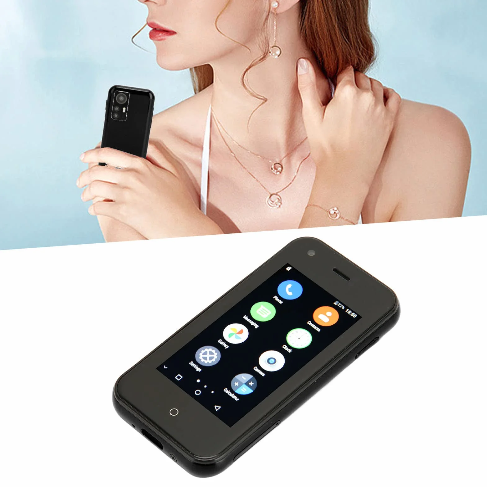Soyes D18 Mini Telefon komórkowy, MTK6580 Quad Core CPU Typu C Interfejs Ładowania Mini Smartphone 3G 2,5 cala Wifi dla Domu (#3)