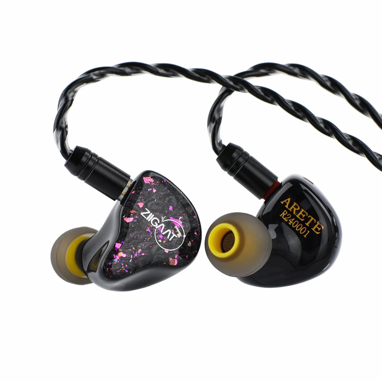 Linsoul ZiiGaat x Fresh Reviews Arete słuchawki douszne, 1DD+4BA hybrydowe słuchawki IEM, przewodowe słuchawki do gier, monitor studyjny, z odpinanym kablem IEM dla muzyka audiofila (czarne)