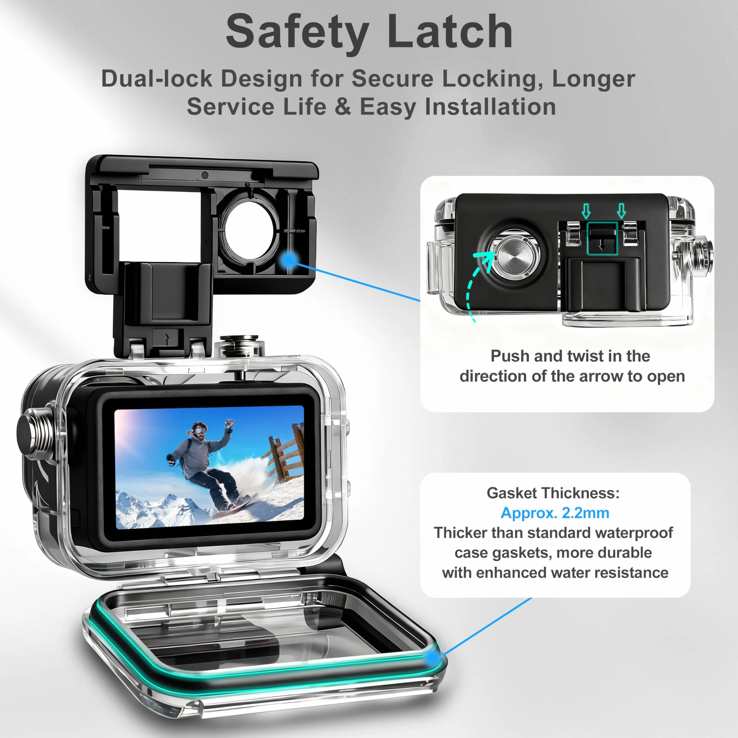 FitStill wodoszczelna obudowa do DJI Osmo Action 6, Dual Cold Shoe, soczewka ze szkła optycznego