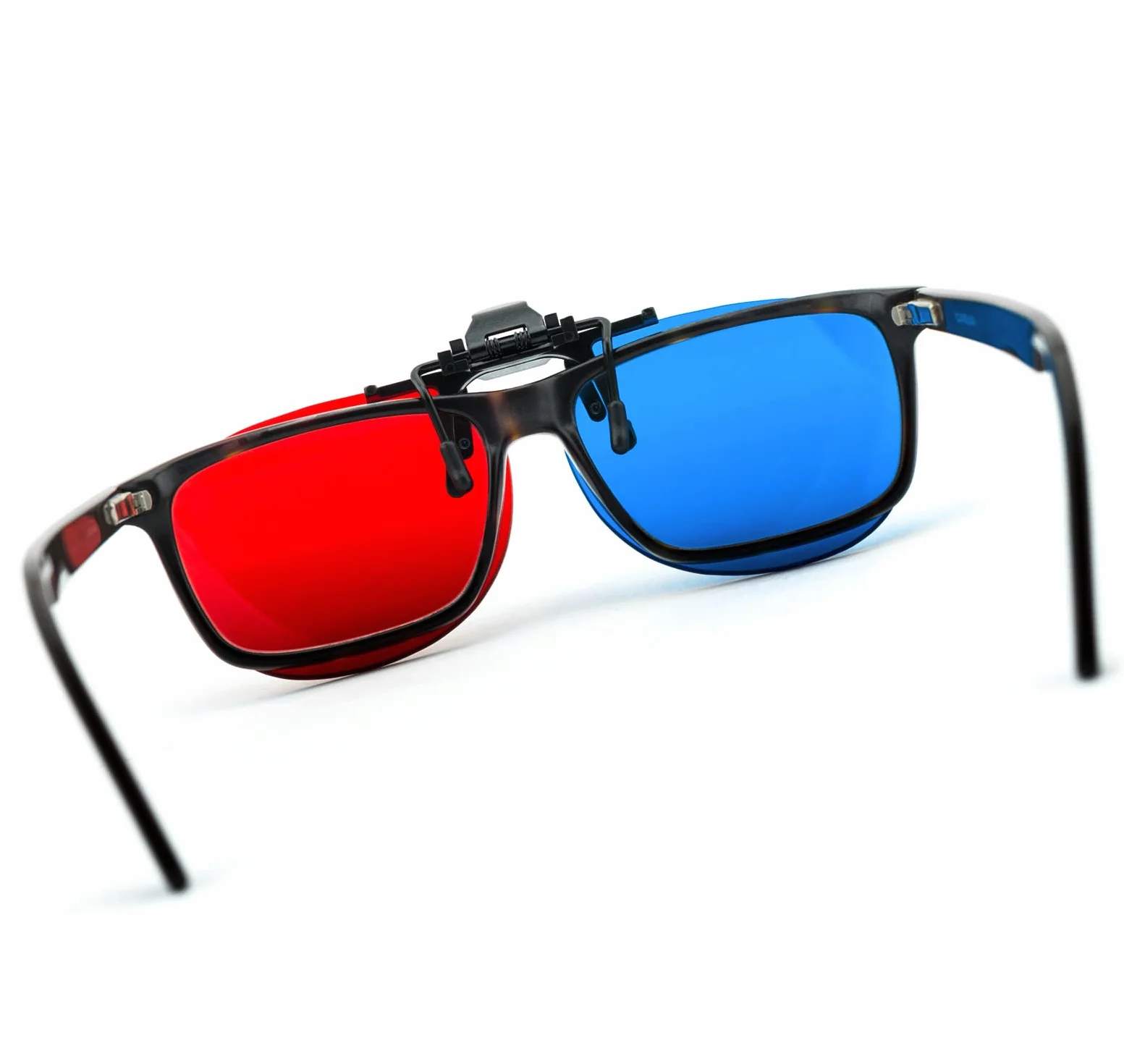 4-częściowy zestaw okularów 3D Clip-On 3D w kolorze czerwonym/niebieskim, okulary anaglifowe 3D dla osób noszących okulary – idealne do filmów 3D, gier na PC, obrazów 3D, filmów 3D (YouTube), projekcji 3D i wielu innych