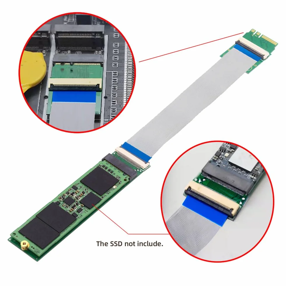 2230 NGFF A+E-Key męski na NVME M-key żeński kabel przedłużający do płyty głównej laptopa SSD 2280