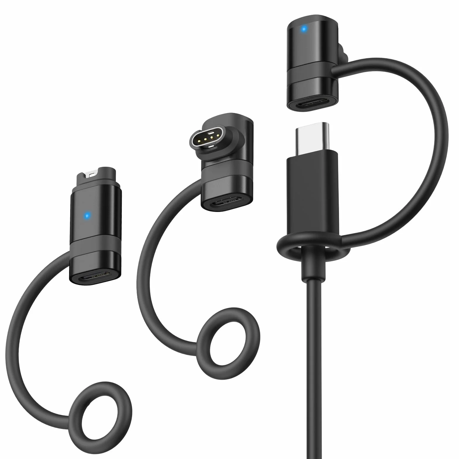 Garmin 3Pack Type-C Charger Adapter for Fenix 8/7/6/5, Vivoactive 6/5/4, Venu 4/3/2, Forerunner 970/570/965/265/255/165/55, Instinct, Epix, Black