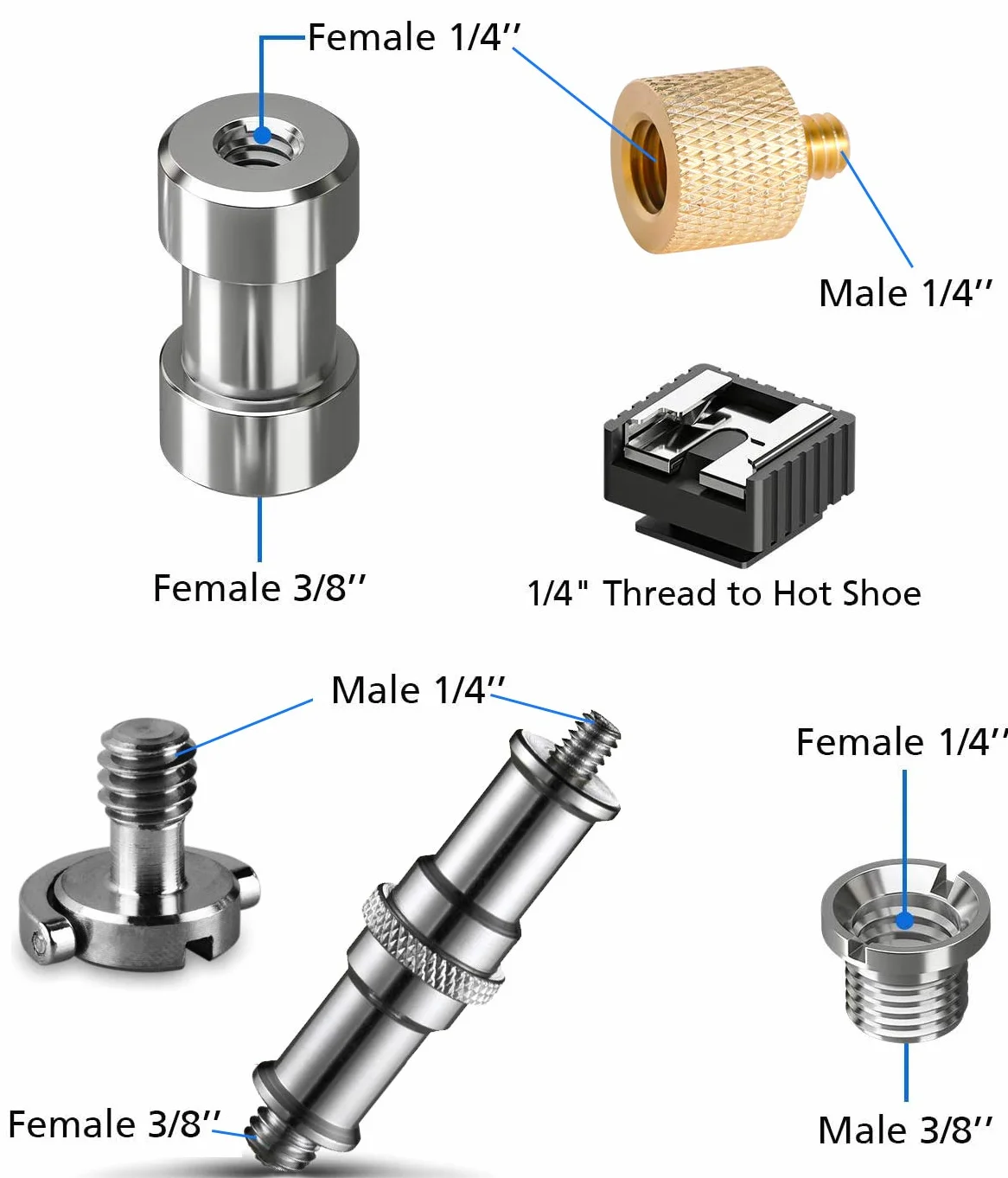 Homeet Zestaw Śrub do Aparatu 1/4" do 3/8" 26 Szt do Głowic Kulowych, Statywów, Monopodów