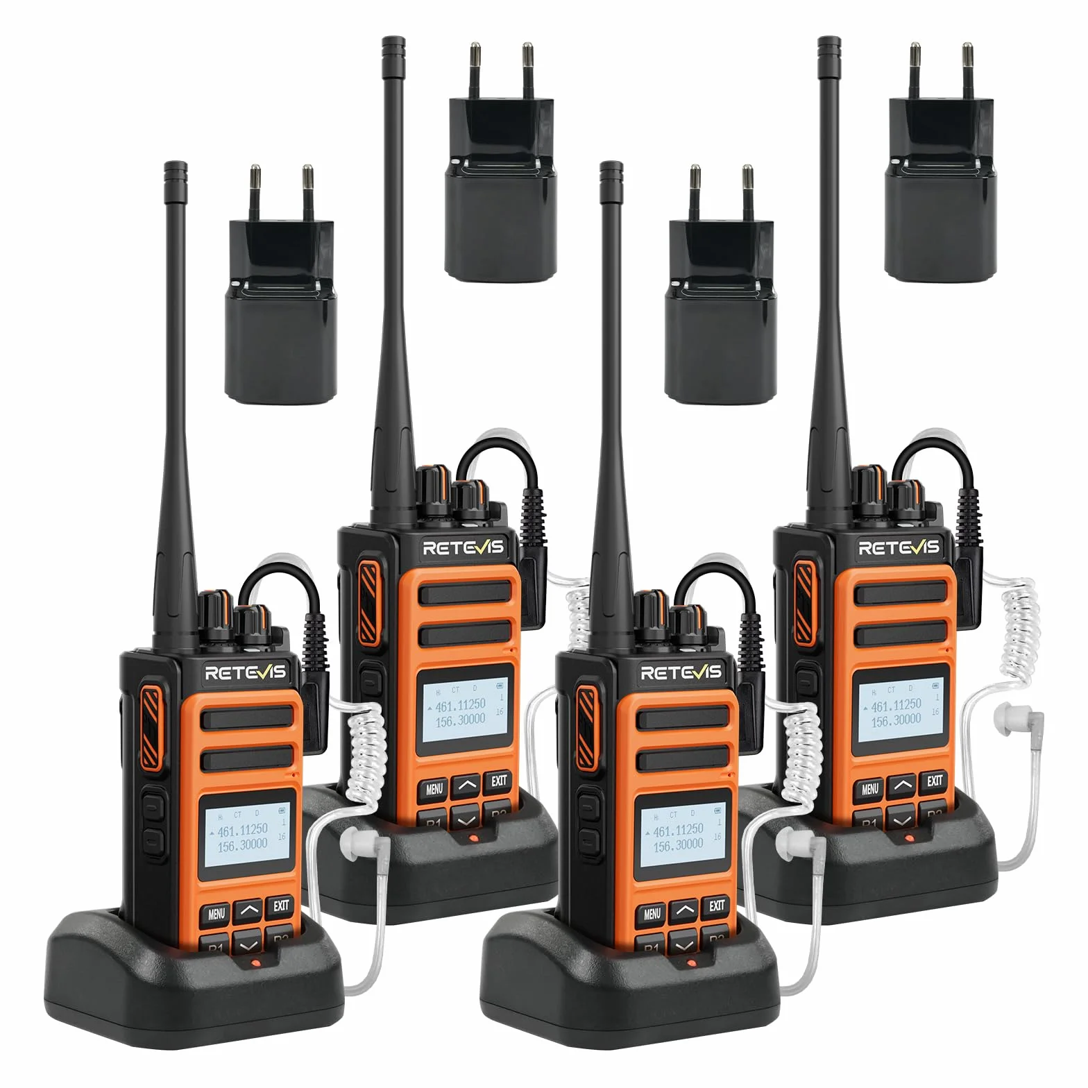Retevis C66B Dual Band Ham Radio, szybkie ładowanie krótkofalówek o dużym zasięgu, redukcja szumów, alarm awaryjny, profesjonalne dwukierunkowe radia do restauracji, hoteli (pomarańczowe, 4 szt.)