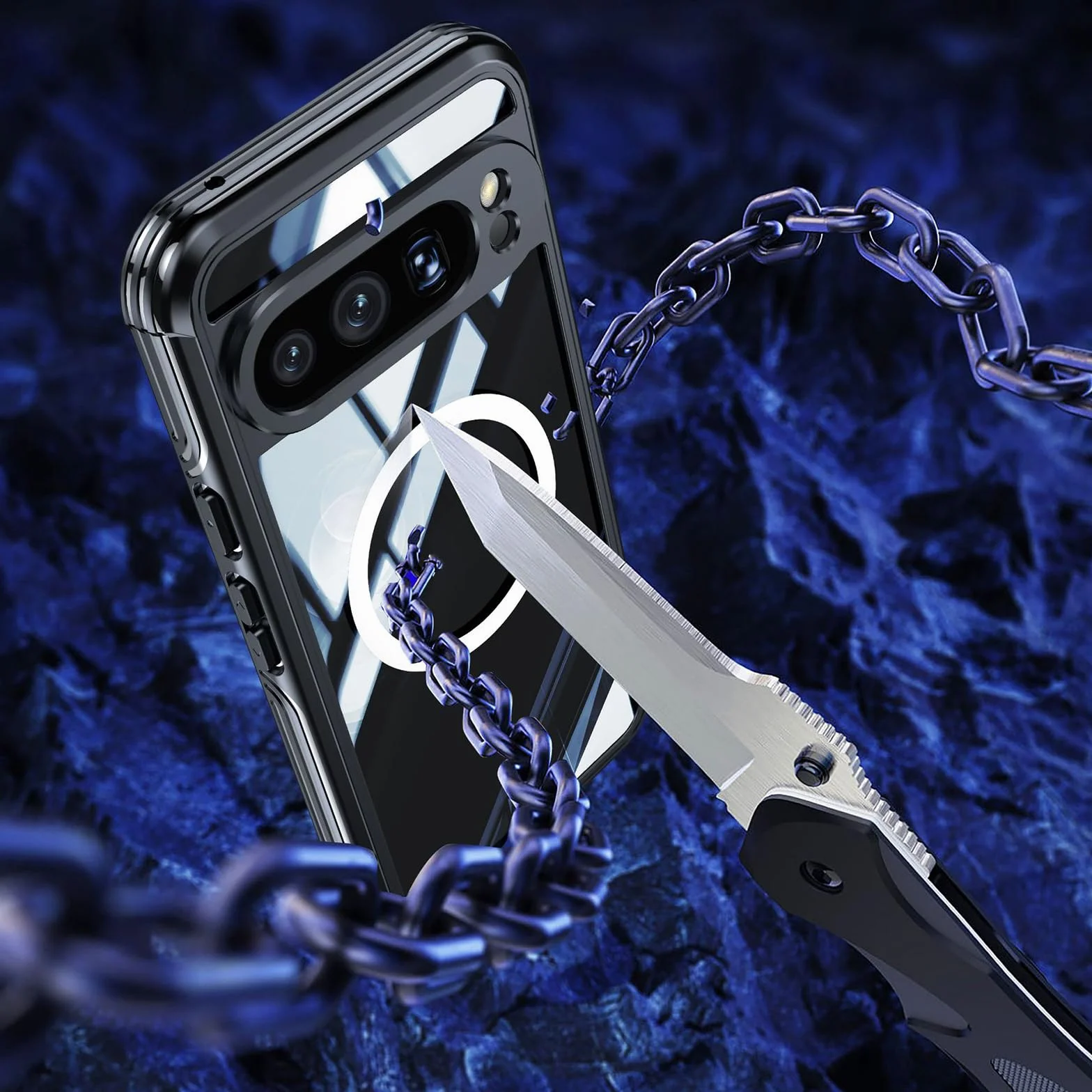 Etui magnetyczne do Google Pixel 9 Pro/9 Pro XL/9, przezroczyste etui chroniące całą obudowę telefonu komórkowego z ochroną ekranu ze szkła hartowanego, zielone, 9